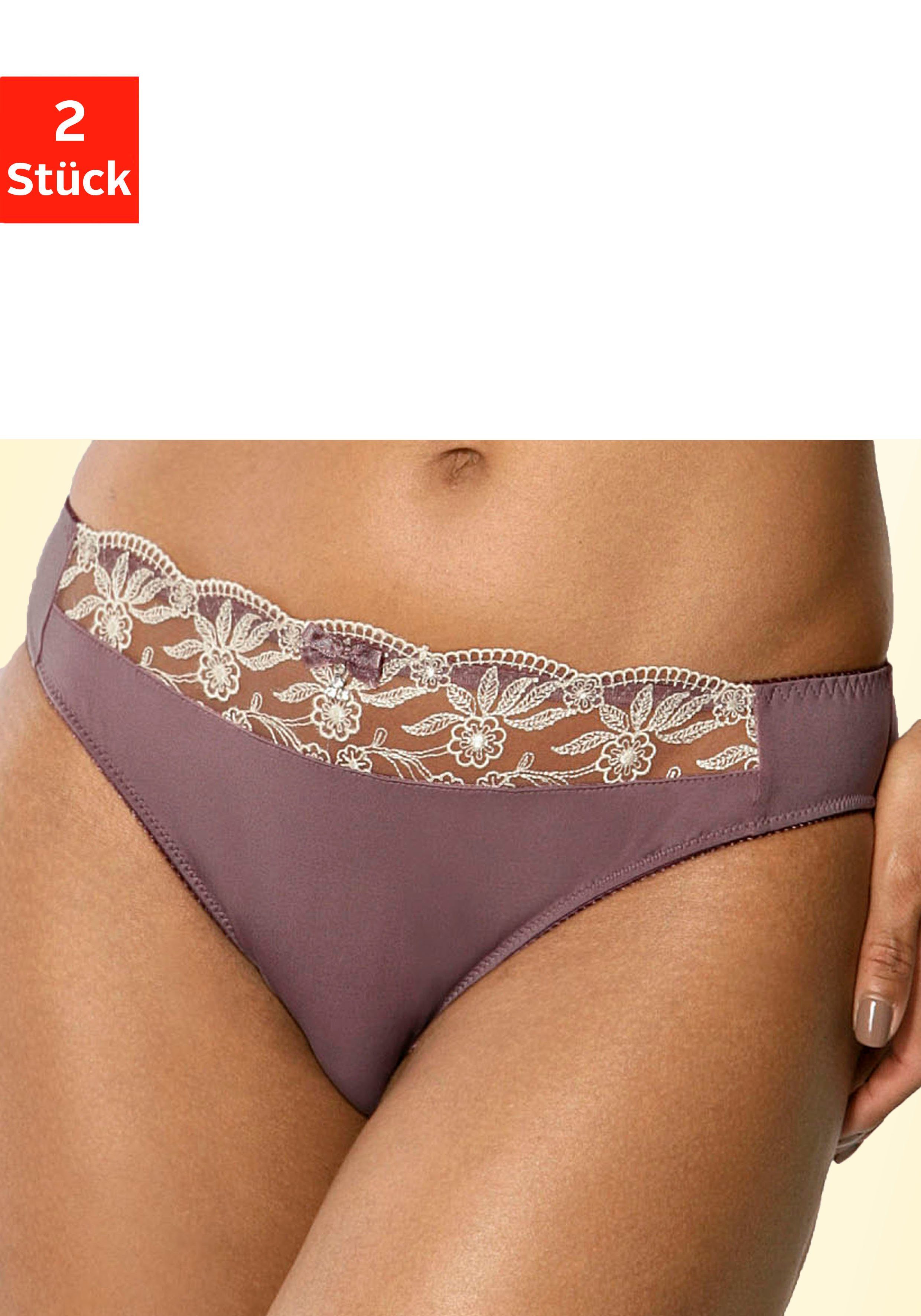 mit (Packung, Nuance 2-St) Slip taupe+creme Stickereispitze schöner