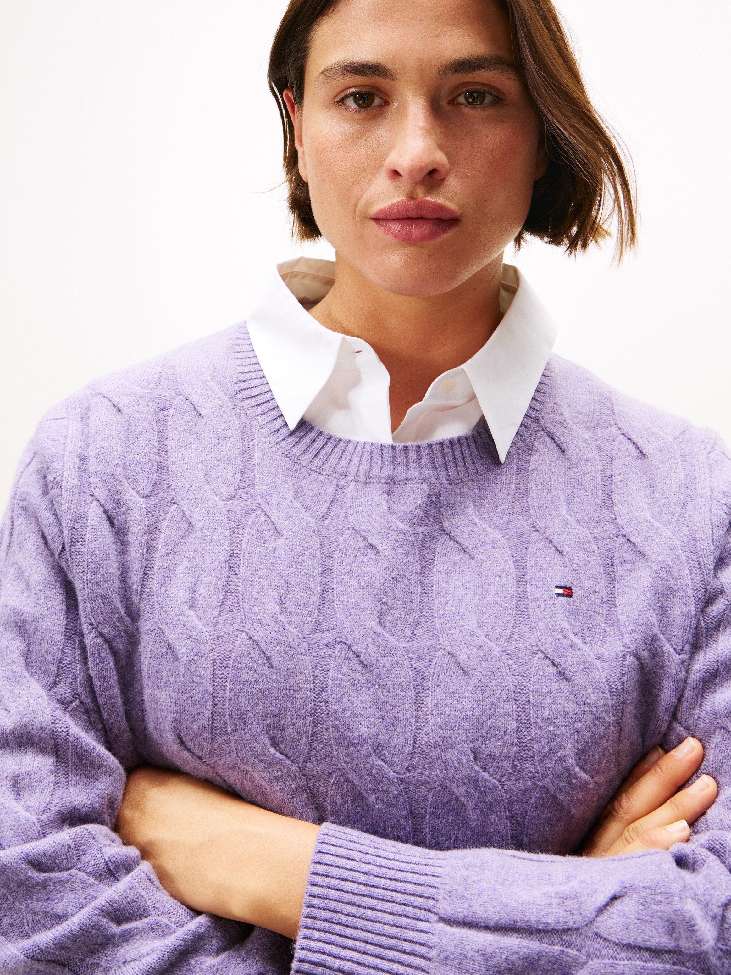 Tommy Hilfiger Curve Strickpullover CRV SOFT WOOL CABLE C-NK LS SWT in groß günstig online kaufen