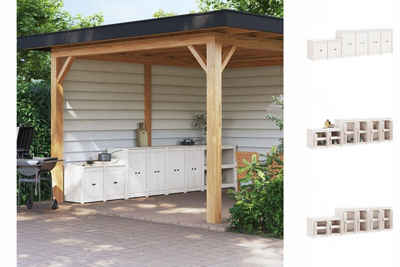 vidaXL Garten-Geräteschrank Outdoor-Küchenschränke 3 Stk Weiß Massivholz Kiefer Gartenschrank Terr