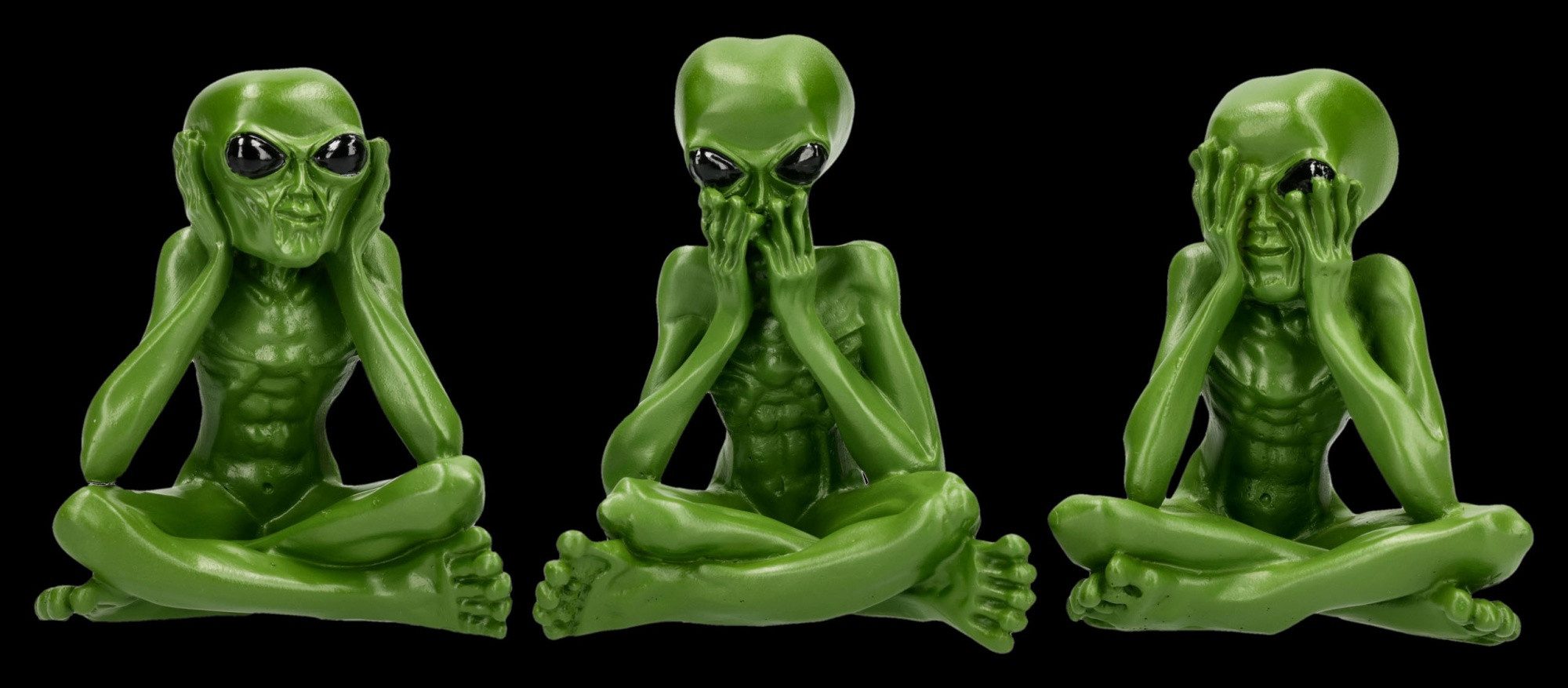 Figuren Shop GmbH Fantasy-Figur Alien Figuren 3er Set – Drei weise Aliens Sci-Fi Deko Sammlerfiguren