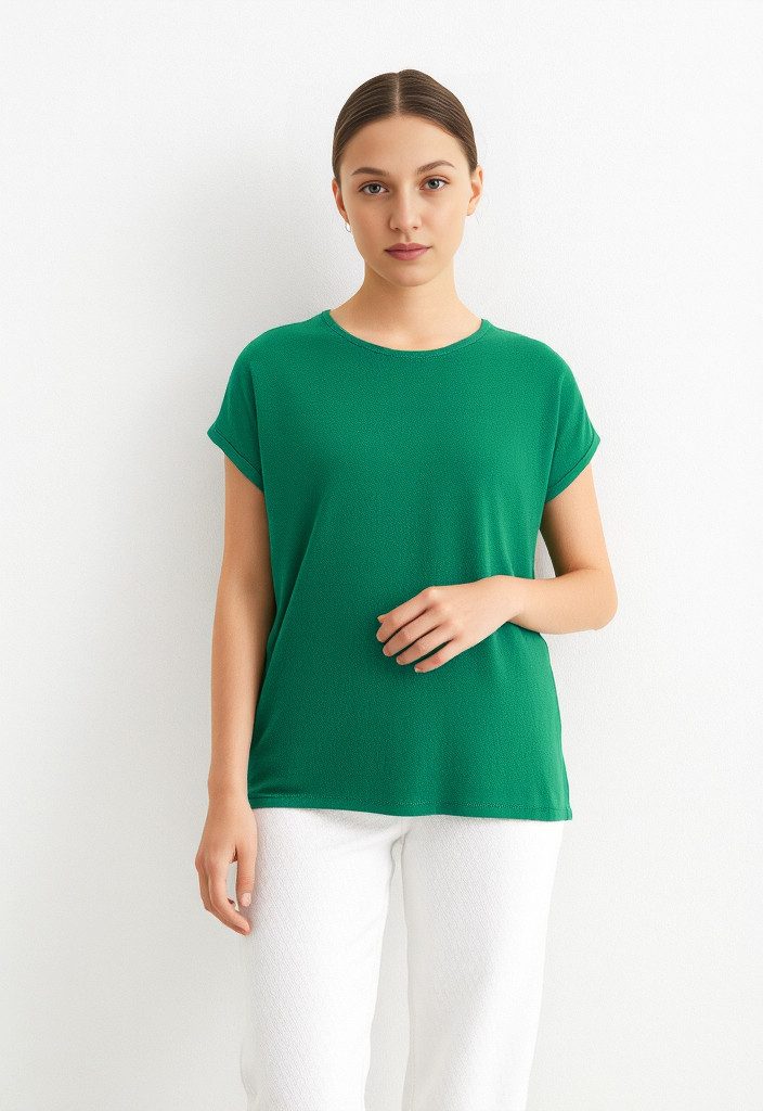 Vero Moda T-Shirt VMAVA PLAIN SS TOP JRS NOOS Materialmix, regular fit – Bild 2 von 5