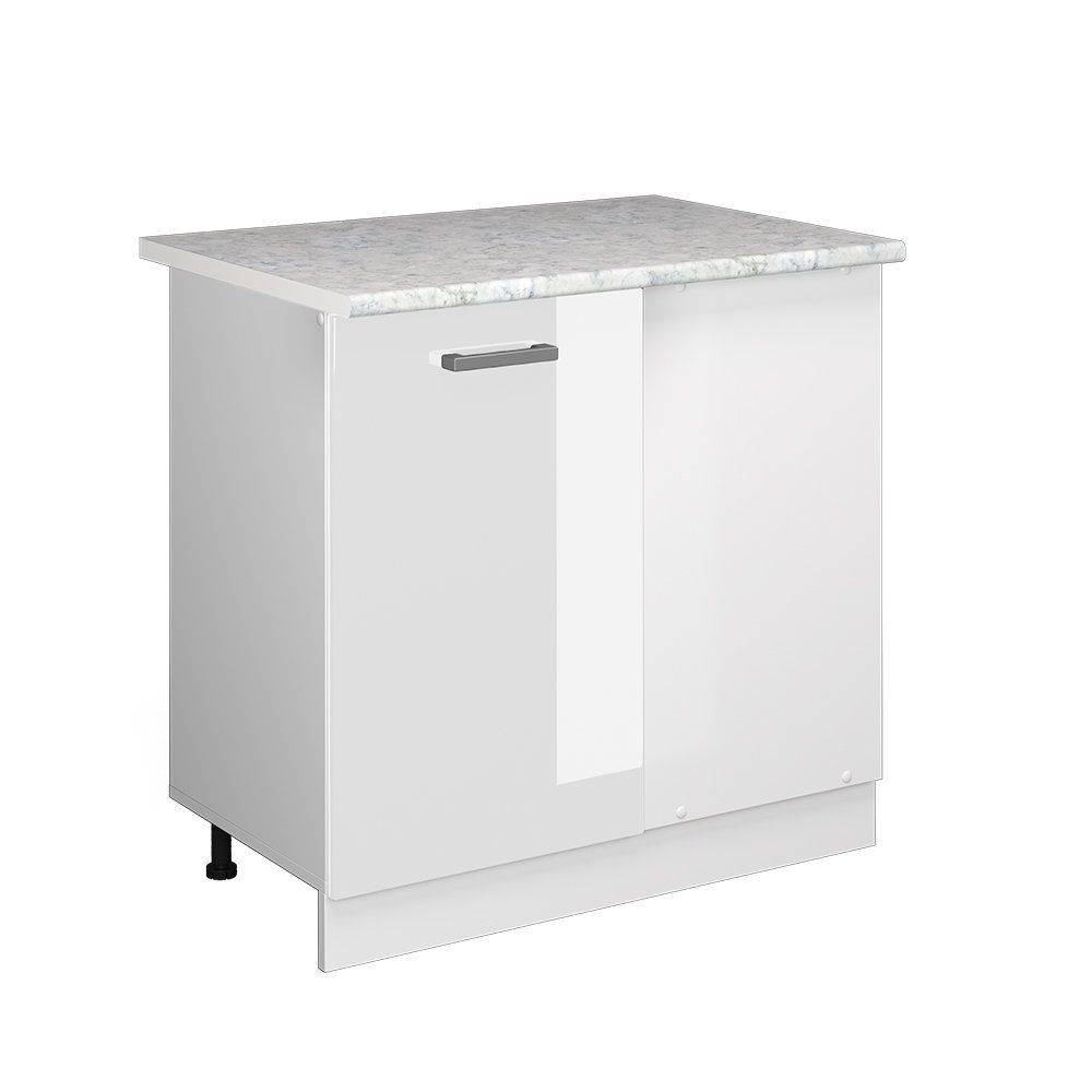 Vicco Eckunterschrank R-Line Küchen Eckschrank Weiß Hochglanz/Weiß 86 cm AP günstig online kaufen