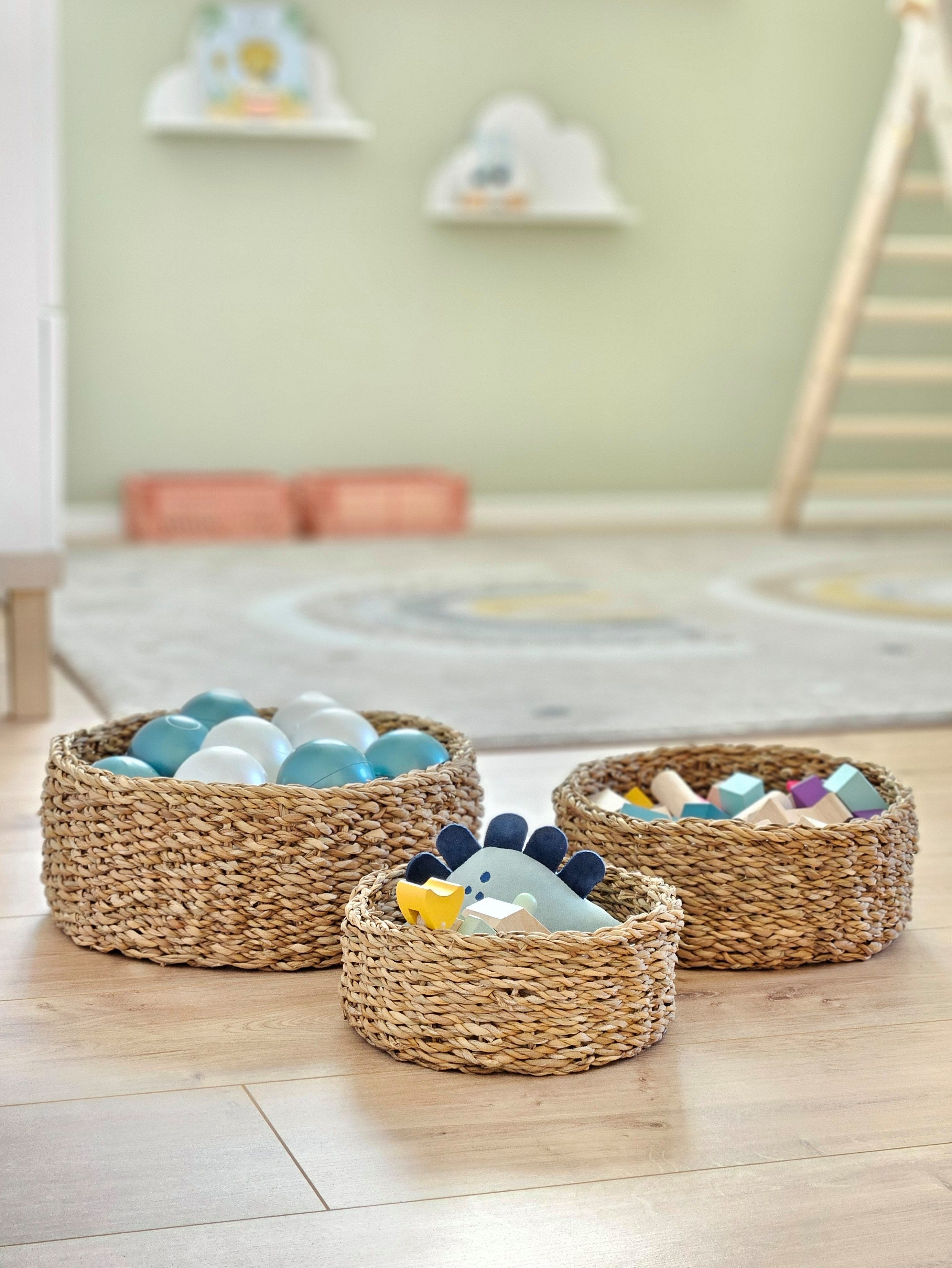 Meinposten Aufbewahrungskorb 3 Körbe runder Korb Seegras Aufbewahrungskorb günstig online kaufen