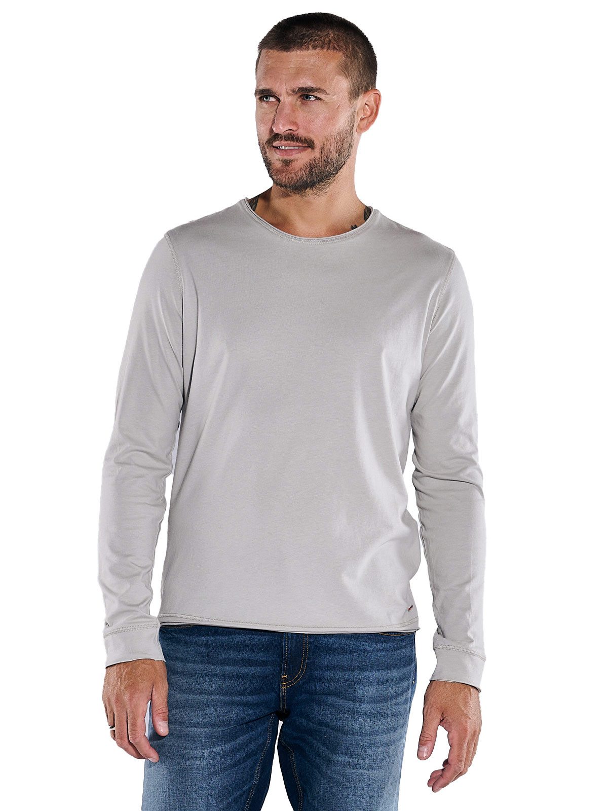 emilio adani Langarmshirt Herren Langarmshirt "My Favorite", Hellgrau