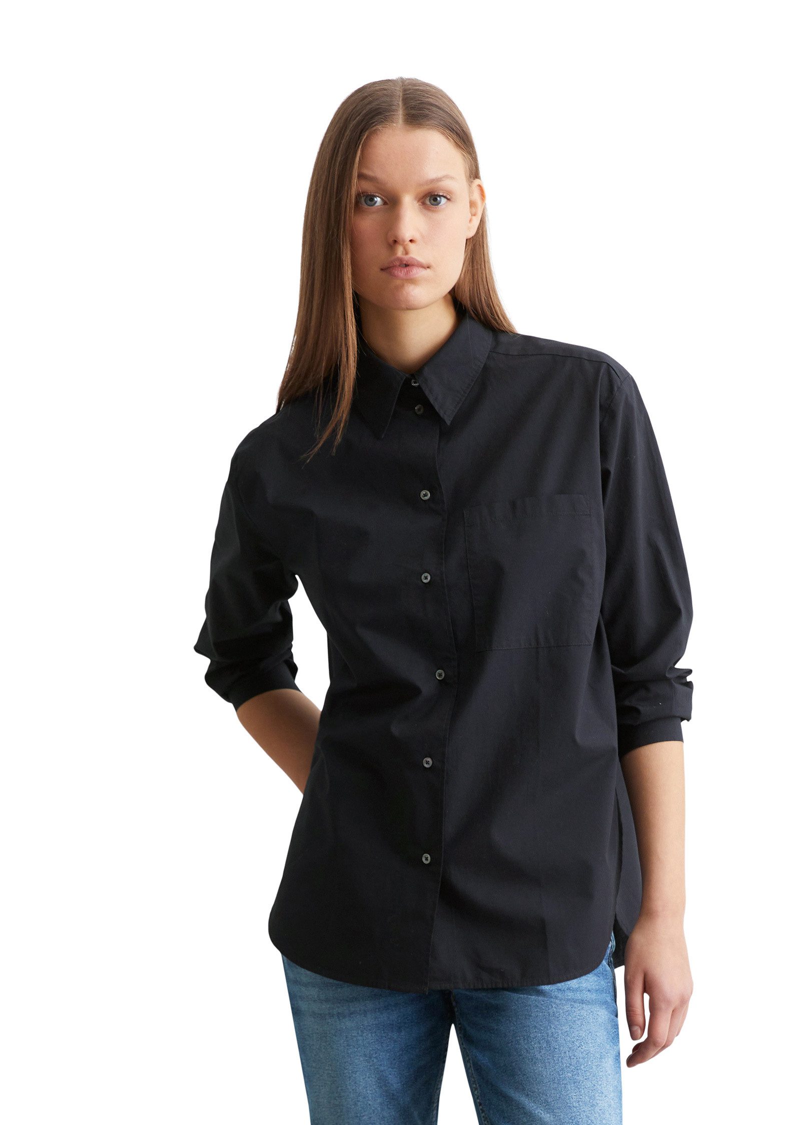 Langarmbluse aus Organic Cotton-Popeline