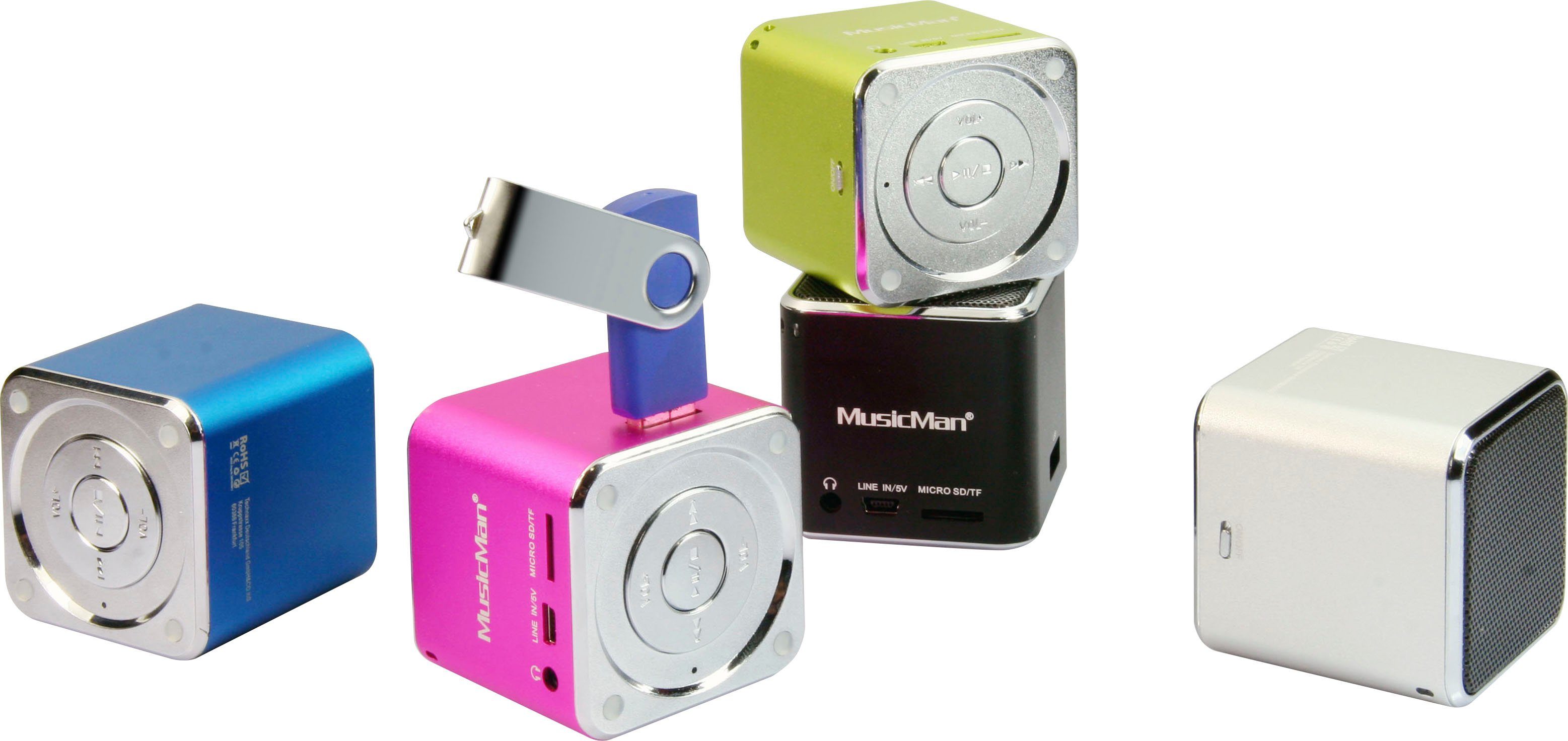 (3 MusicMan W) Mini Soundstation pink Portable-Lautsprecher Technaxx