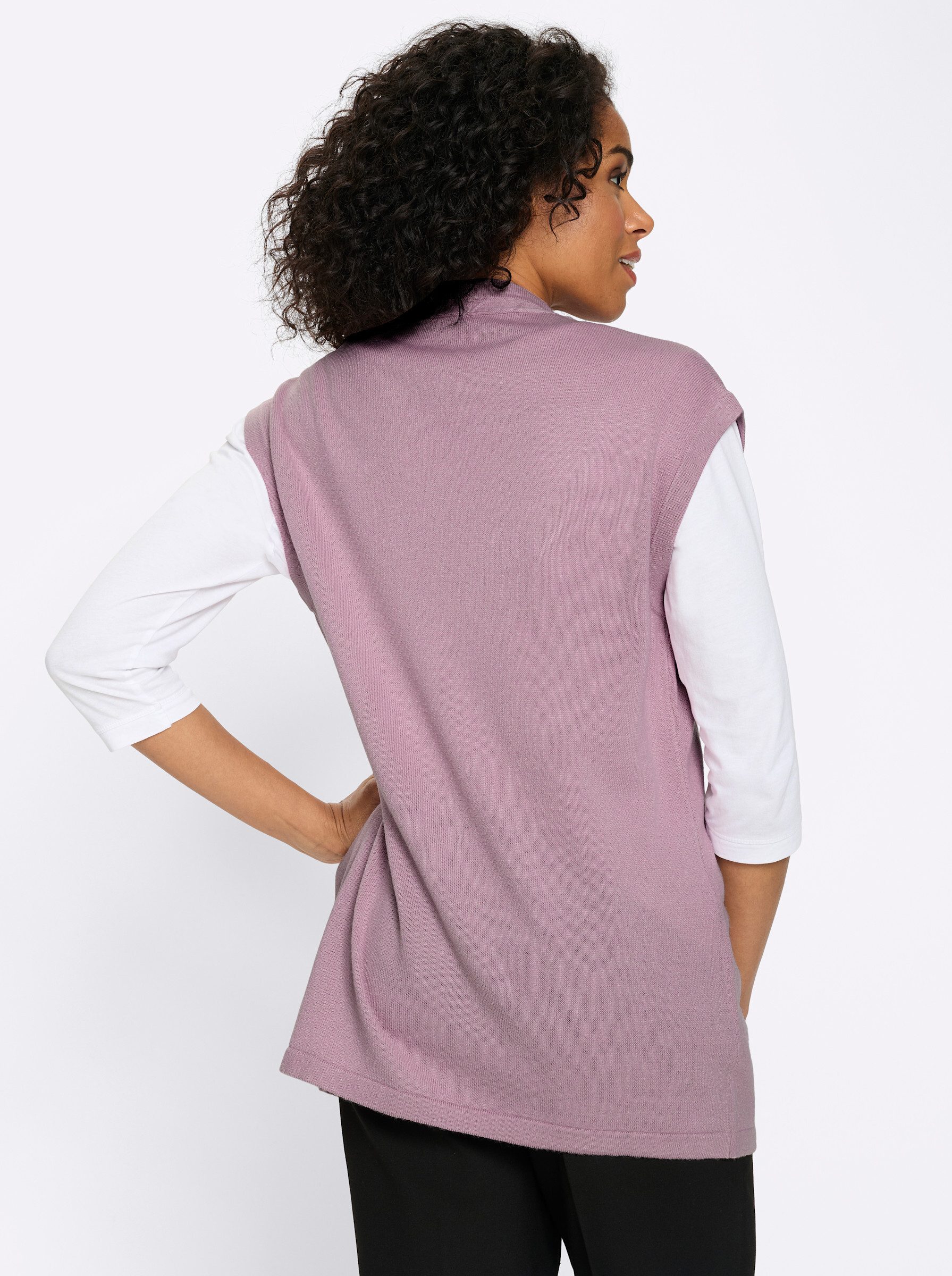 Sieh an! Strickweste Long-Strickweste Ärmellos Jersey, Zopfmuster günstig online kaufen