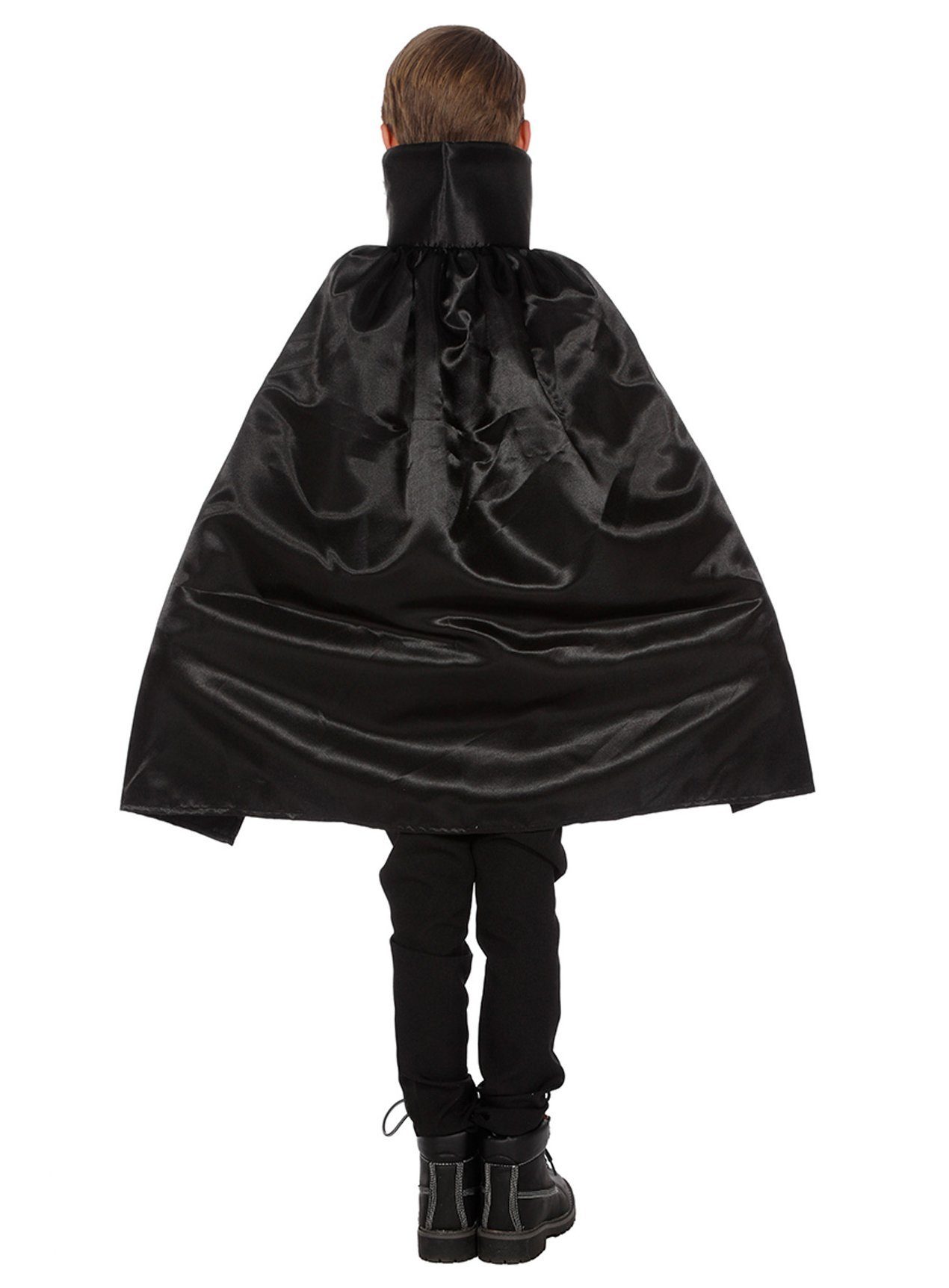 Metamorph Umhang Schwarzes Vampircape - Halloween Kostüm Kinder, Glänzender Umhang für kleine Blutsauger
