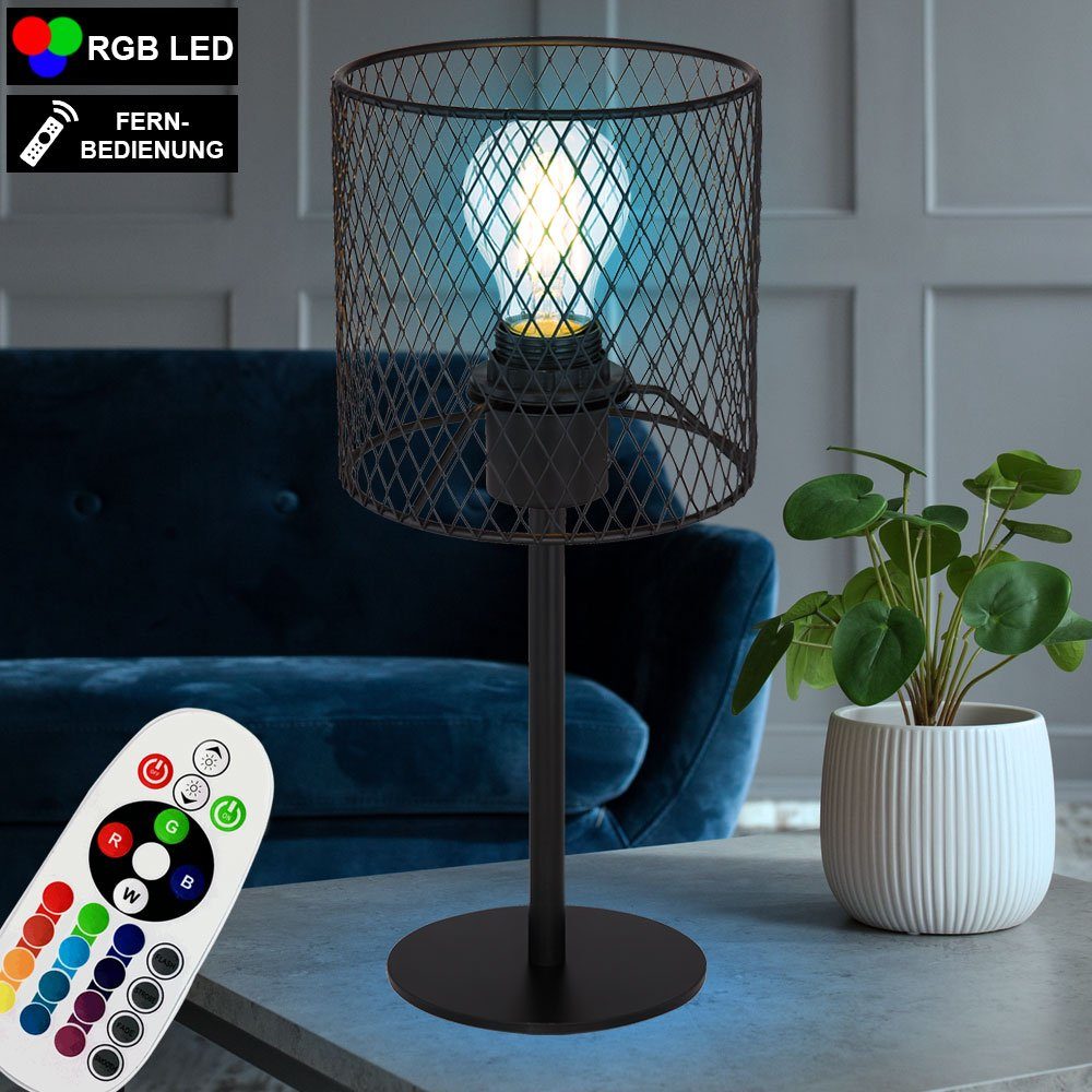 Lampe Geflecht Warmweiß, Farbwechsel, Lampe Leuchtmittel Schreib LED Fernbedienung etc-shop Nacht Lese Tisch inklusive, Tischleuchte,