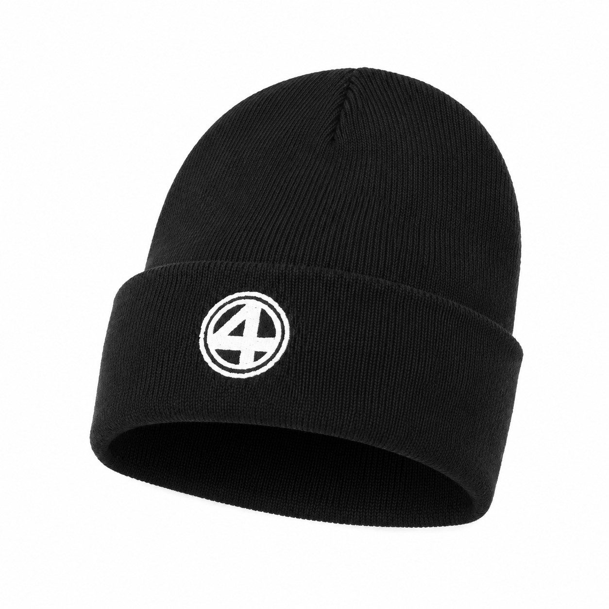 Beanie Beanie ´Logo4´ schwarze Strickmütze mit Stick Logo in weiß