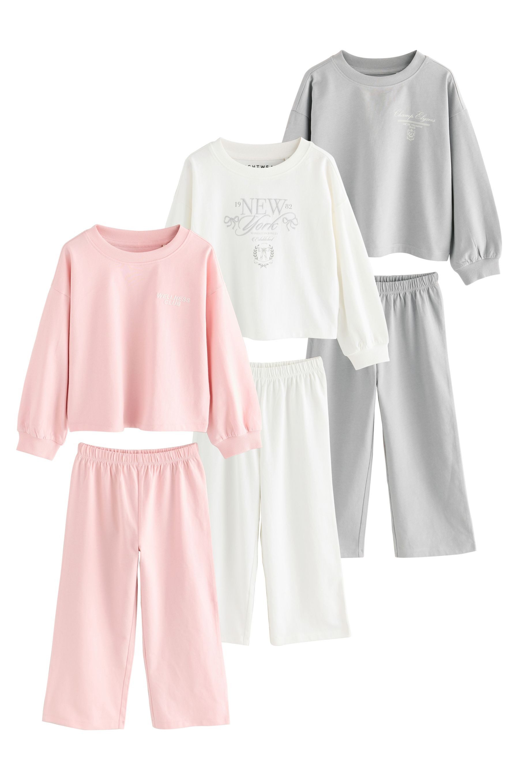 Next Pyjama Schlafanzug mit weitem Bein, 3er-Pack (6 tlg)
