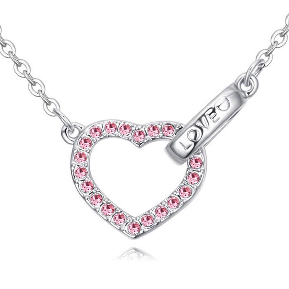 Messing Necklace (1-tlg), Herz offen Kette Silber Damen Halskette BUNGSA aus Ketten-Set
