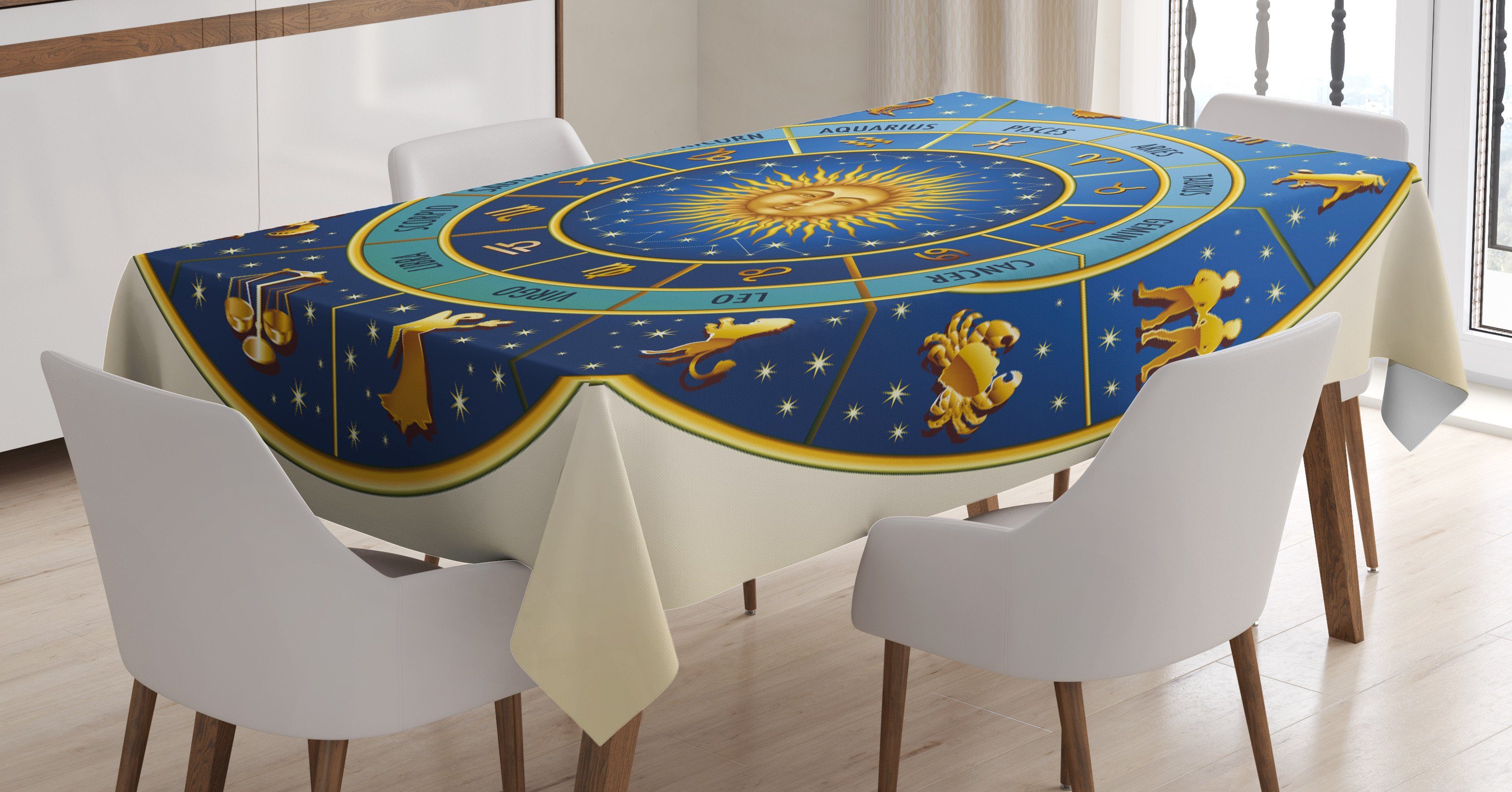 den geeignet astrologische Außen Bereich Astrologie Tischdecke Farben, Abakuhaus Zeichen Waschbar Für Klare Farbfest