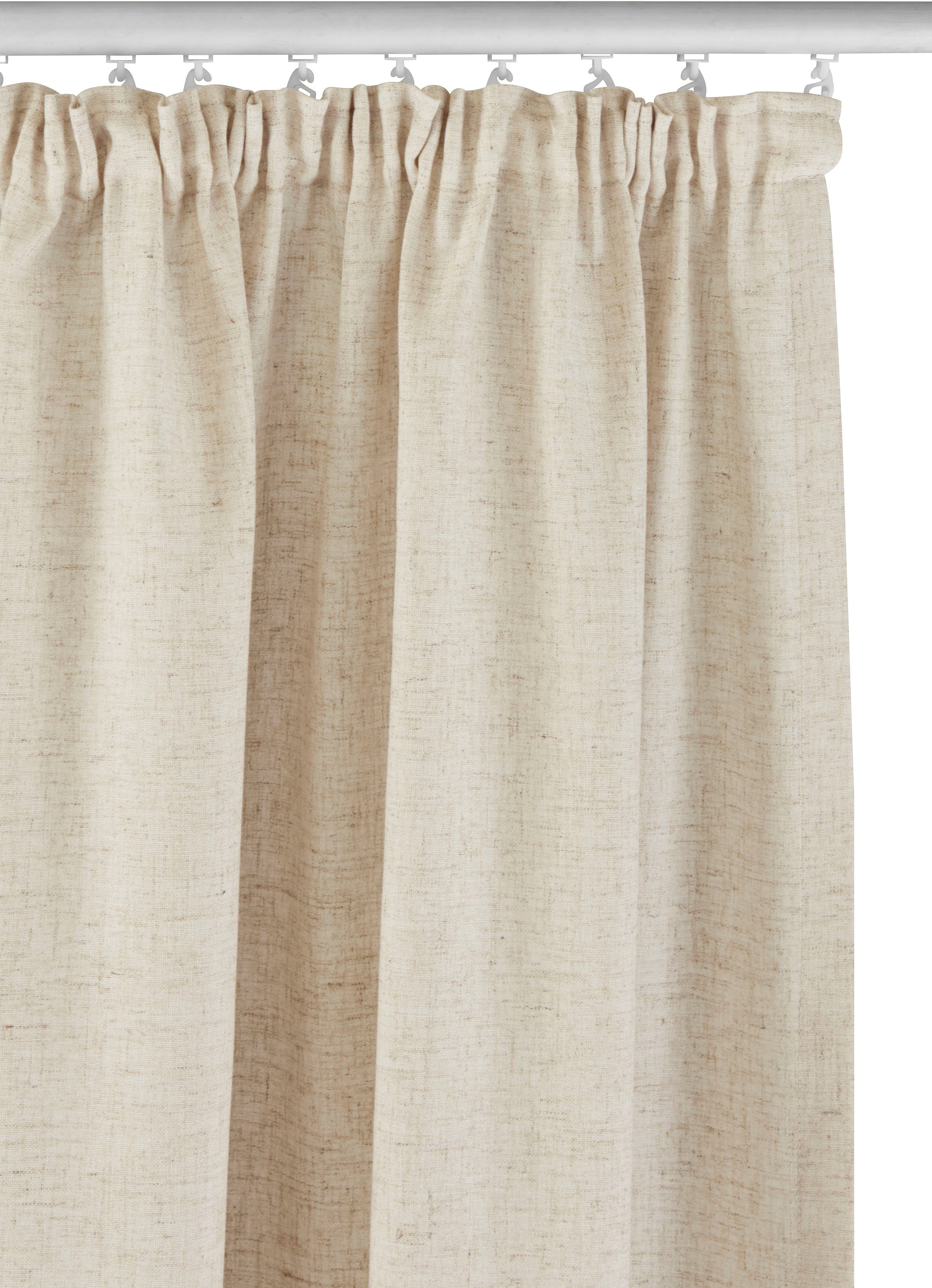 OTTO home Gardine Rudy (1 St), Kräuselband, halbtransparent, Leinenstruktur, Halbtransparent, Leinenlook, Polyester-Leinen Mischung