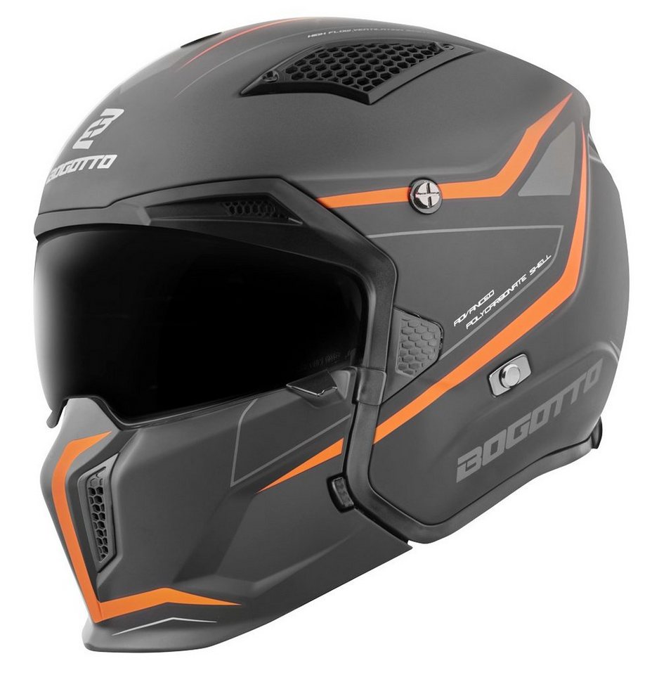 Bogotto Motorradhelm Radic WN-ST 22.06 Helm, Herausnehmbares Innenfutter,integriertes Sonnenvisier