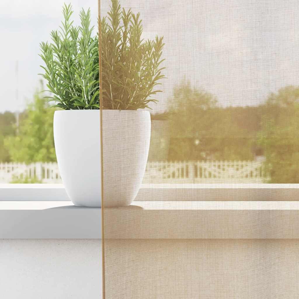 vidaXL Vorhang, Voile Vorhänge mit Stangentaschen 2 Stk. Sandfarbe