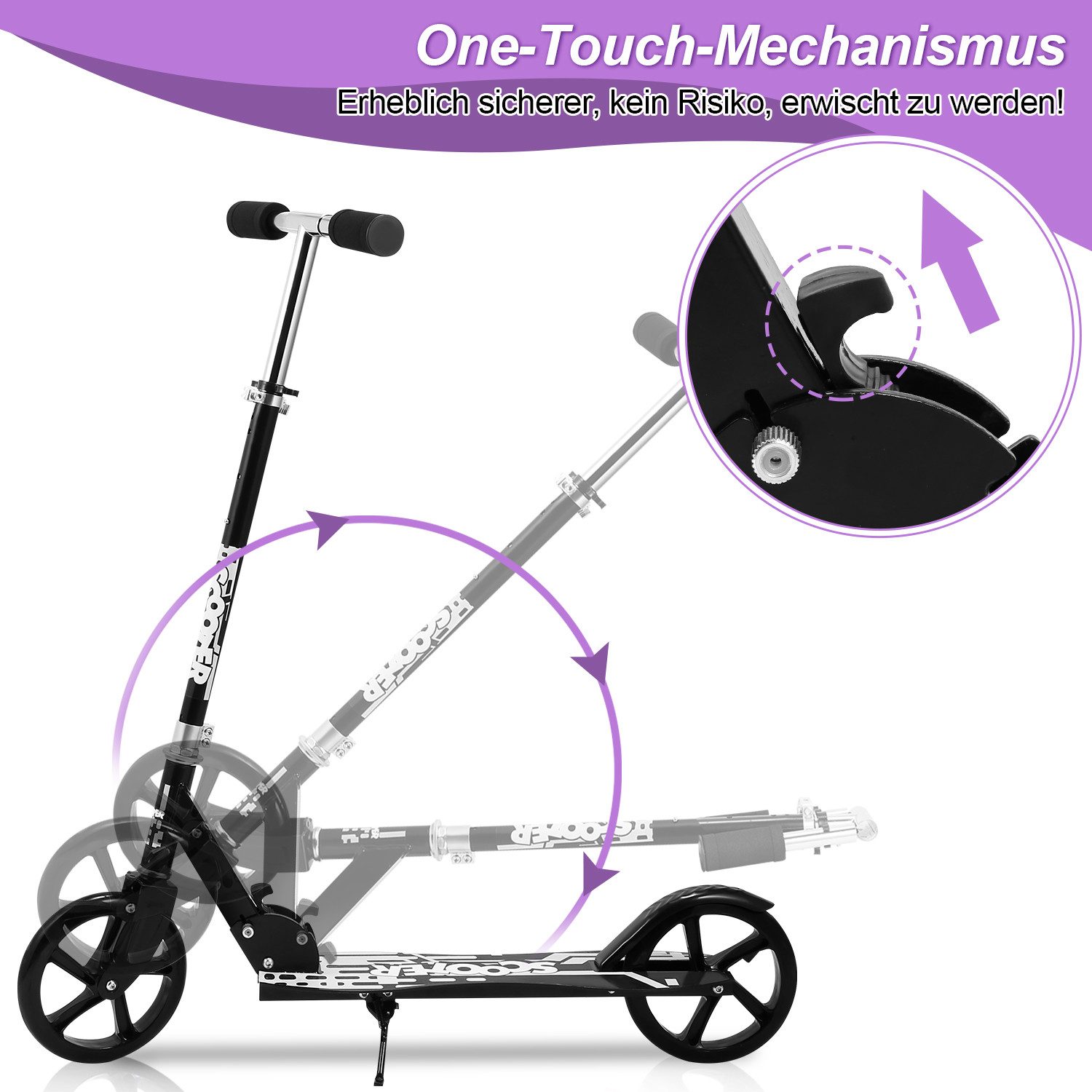 Clanmacy Scooter Kinderoller Scooter Faltbarer Kinderscooter Höhenverstellbar – Bild 3 von 4