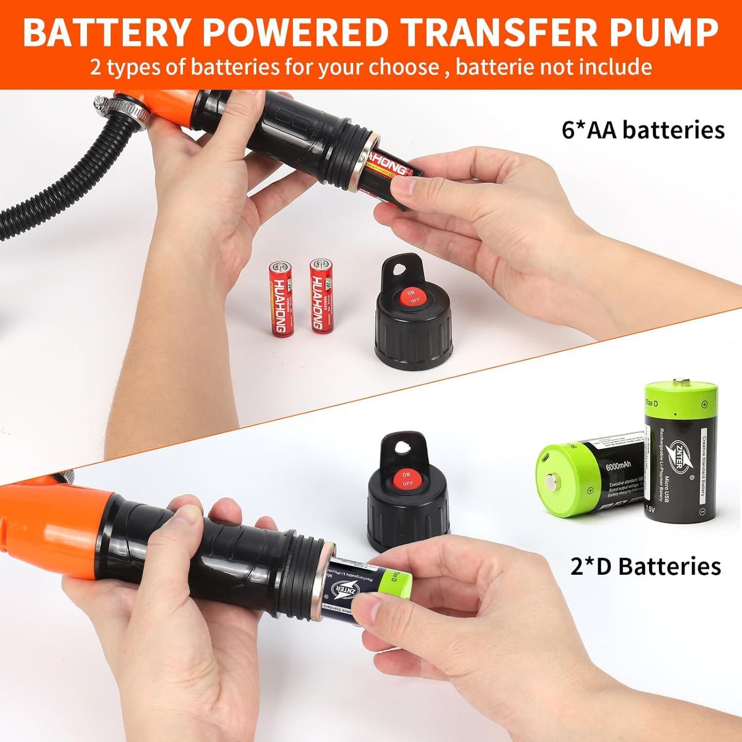 AIBISTAR Elektropumpe Elektrische Wasserpumpe Kraftstoffpumpe,Förderpumpe,abnehmbar, 2,4 GPM (ca. 9 L/min),Schlauchlänge: 16 Zoll (ca. 40 cm) – Bild 4 von 5