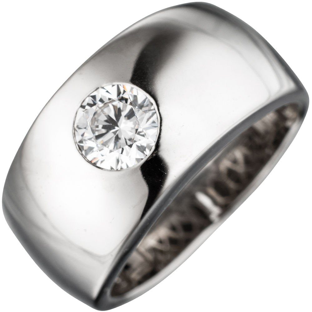 Schmuck Krone Silberring Breiter Ring Damenring mit Zirkonia weiß glänzend 925 Silber Silberring, Silber 925 | Silberringe