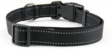 Happilax Hunde-Halsband Hundehalsband, größenverstellbar & reflektierend, Kleine Hunde, Schwarz L