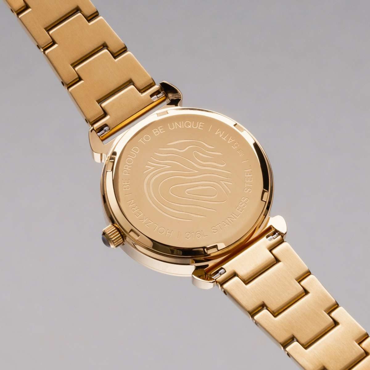 Holzkern Solaruhr 9010631019587, für Damen Sunglister Weißes Perlmutt/Goldfarben – Bild 4 von 5
