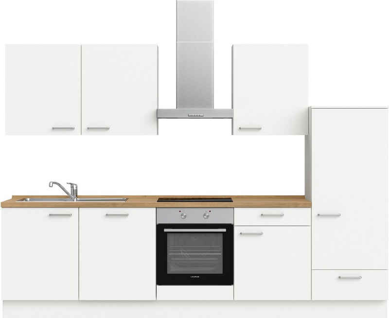 nobilia® elements Küchenzeile "elements basic", vormontiert, Ausrichtung wählbar, Breite 300 cm, ohne E-Geräte
