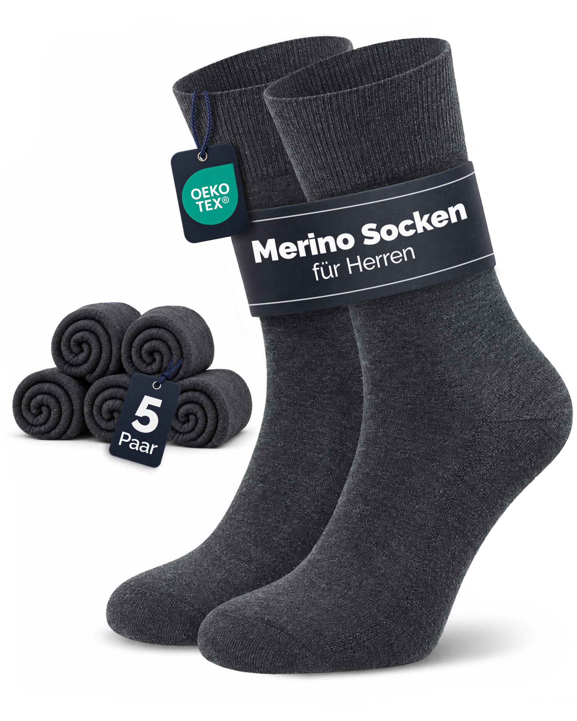 GAWILO Businesssocken für Herren aus 64% Schurwolle - Klimaregulierende Merino Socken (5 Paar) Socken aus Merino Wolle kühlen im Sommer und wärmen im Winter