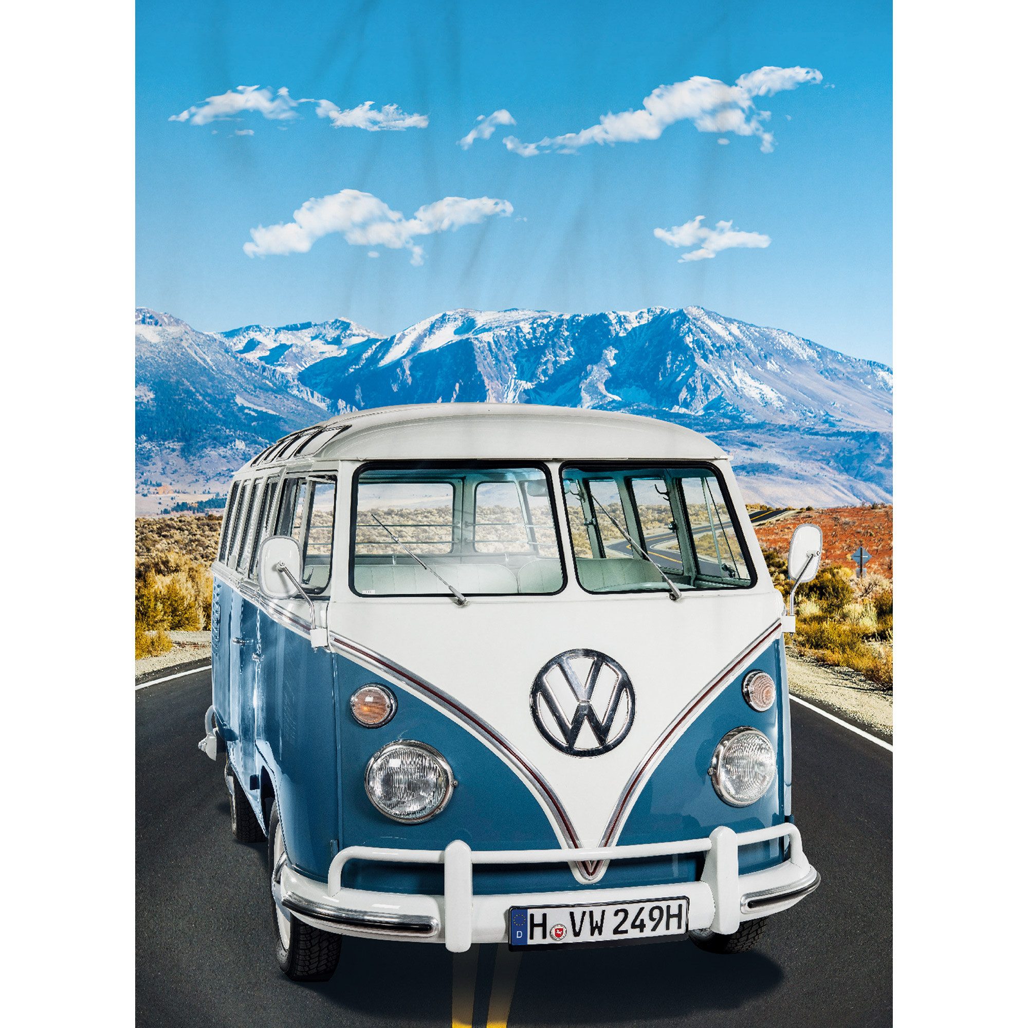 BERONAGE Tagesdecke Volkswagen Decke VW Bulli T1 Adventure Blau 150x200 cm günstig online kaufen