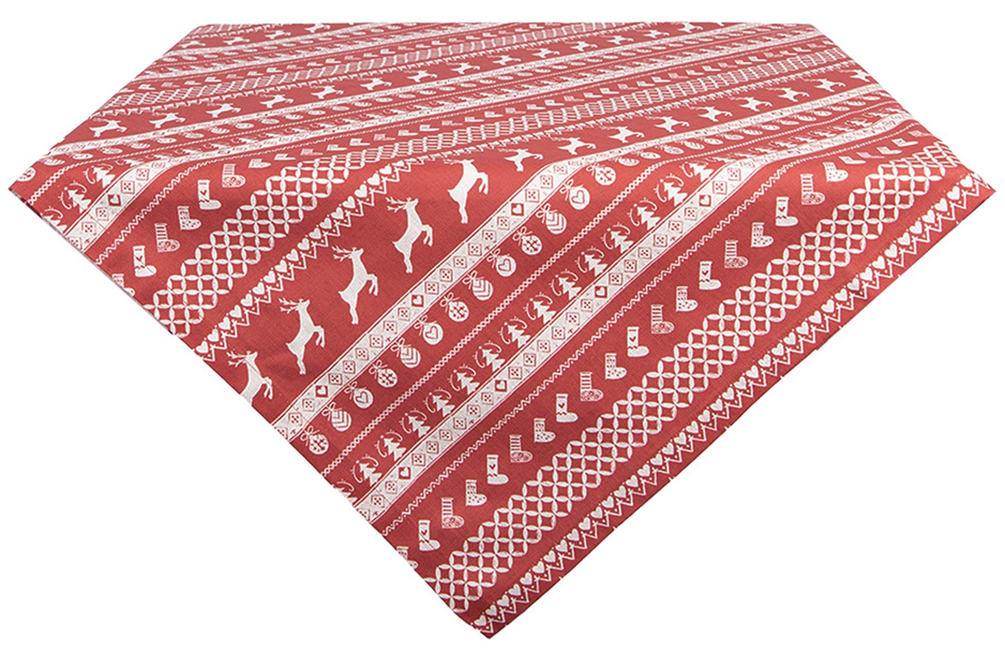 Clayre & Eef Tischdecke Nordic Christmas (1-tlg), quadratische Tischdecke Mitteldecke ca.100x100cm Baumwolle