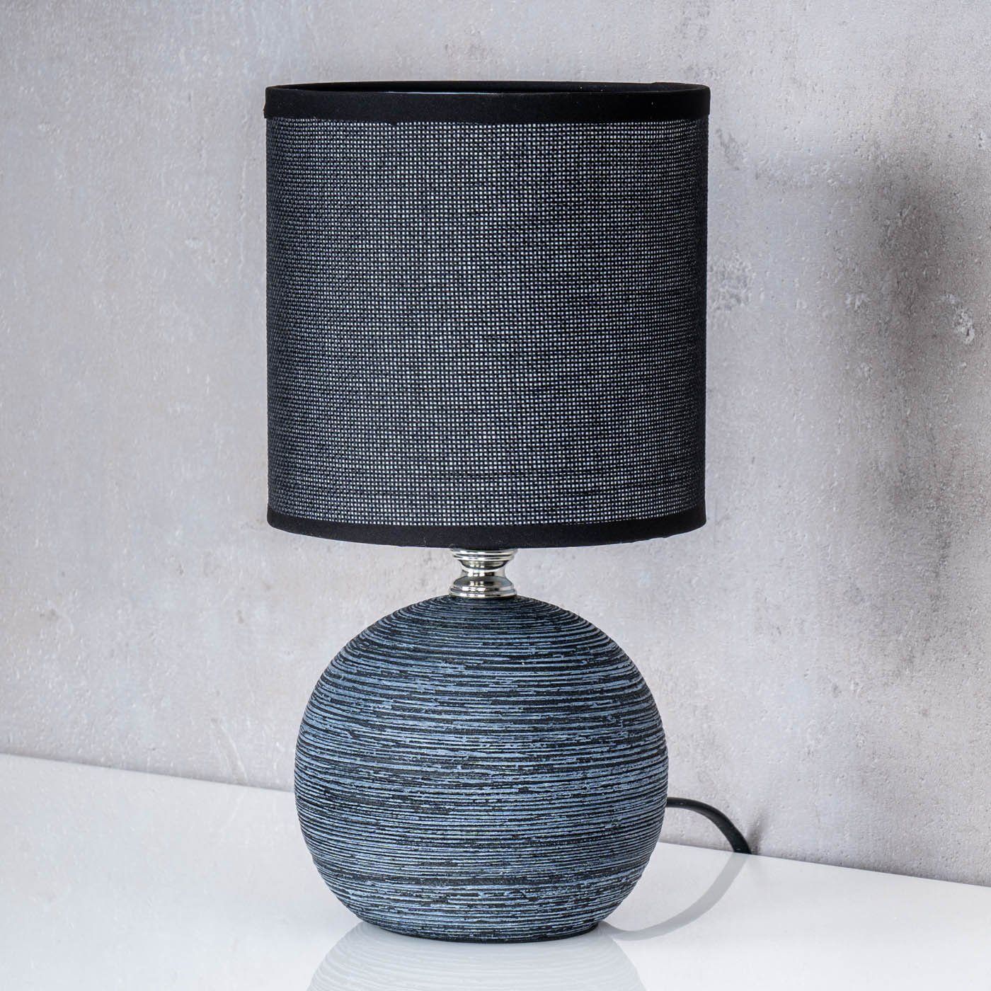 H26cm Licht Rund Chic Keramik Tischlampe Nachttischlampe, Anthrazit Levandeo® Shabby Lampe