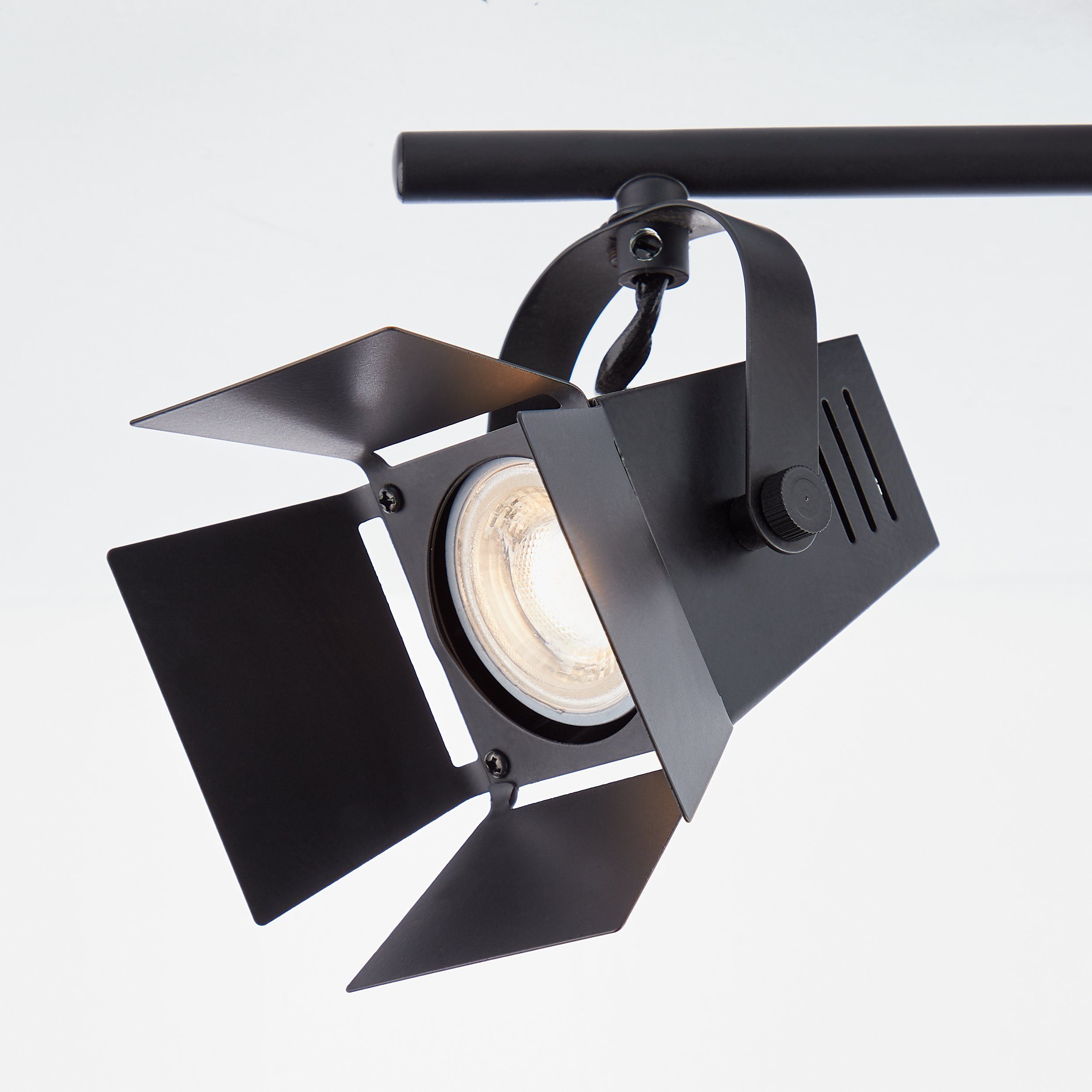 Lightbox Schwarzmatt - wechselbar, warmweiß, schwenkbare mit Deckenleuchte, warmweißem LED - Licht Deckenstrahler Köpfe