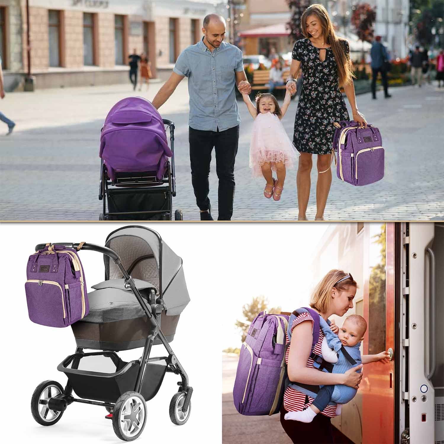 all Kids United Wickelrucksack ALL KIDS UNITED Deluxe Baby Rucksack – 2-in-1 Baby Rucksack mit Bett (Set, Baby-Rucksack, Wickelauflage, integriertem Babybett, Kinderwagen-Haken)