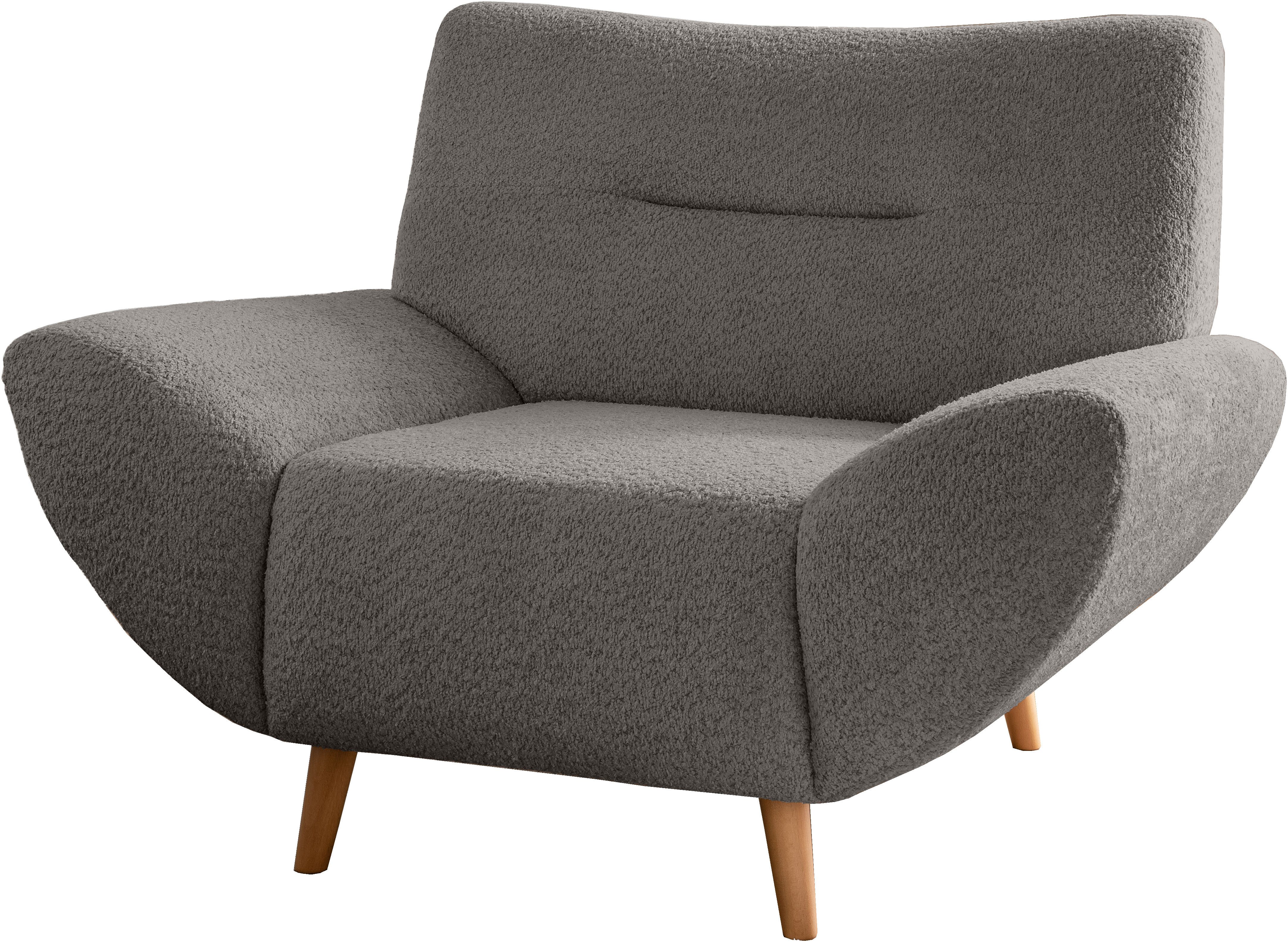 Home affaire Sessel Drago Wellenunterfederung, Holzfuß, Breite 111cm