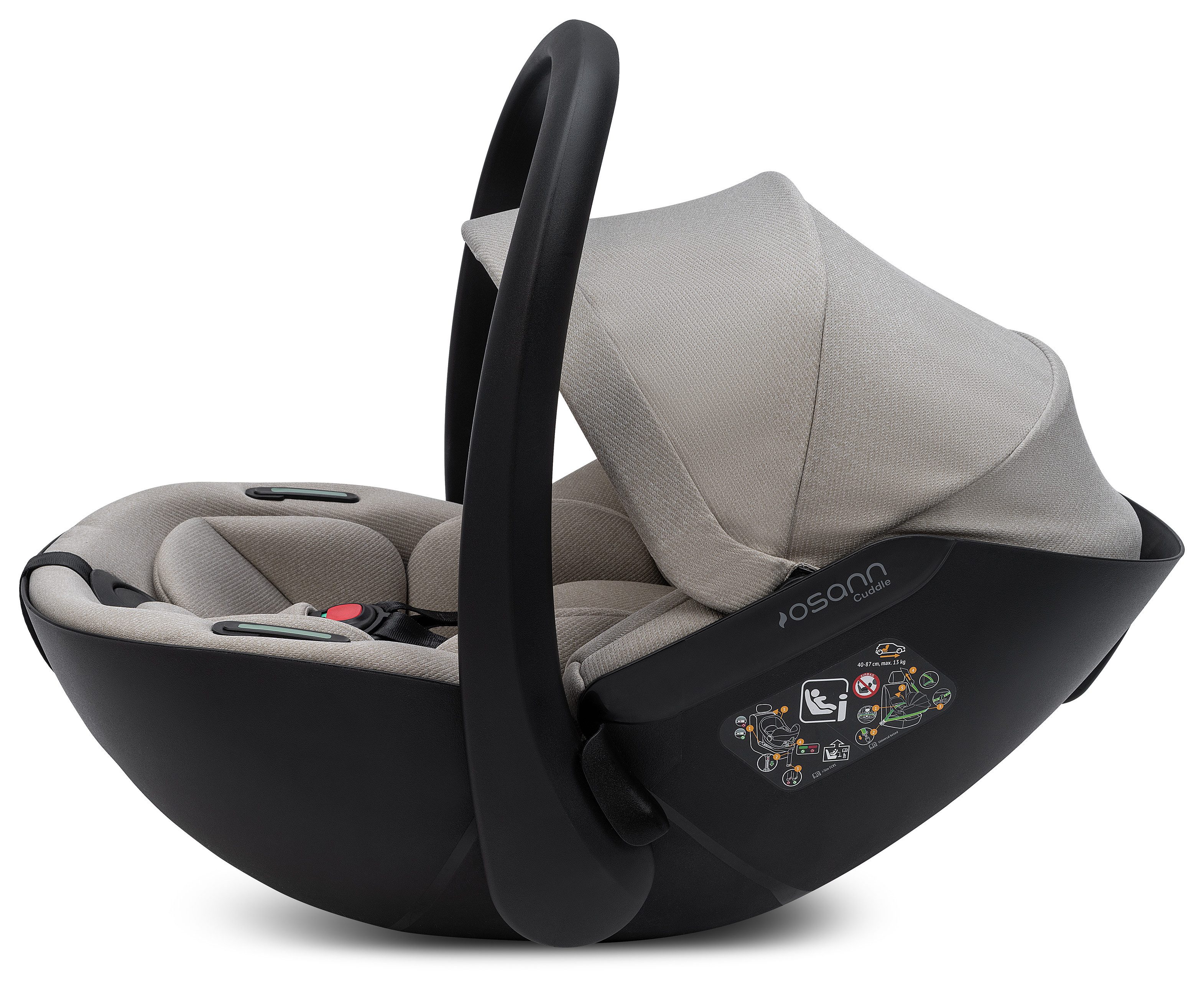 Osann Babyschale Cuddle, ab: Geburt, ab: 40 cm, bis: 87 cm, Montage mit 3-Punkt-Gurt, i-Size Norm