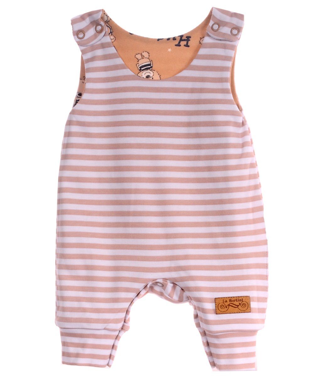 La Bortini Strampler Baby Strampler doppelseitig mit Wende-Funktion in Beige aus reiner Baumwolle, 44 50 56 62 68 74 80