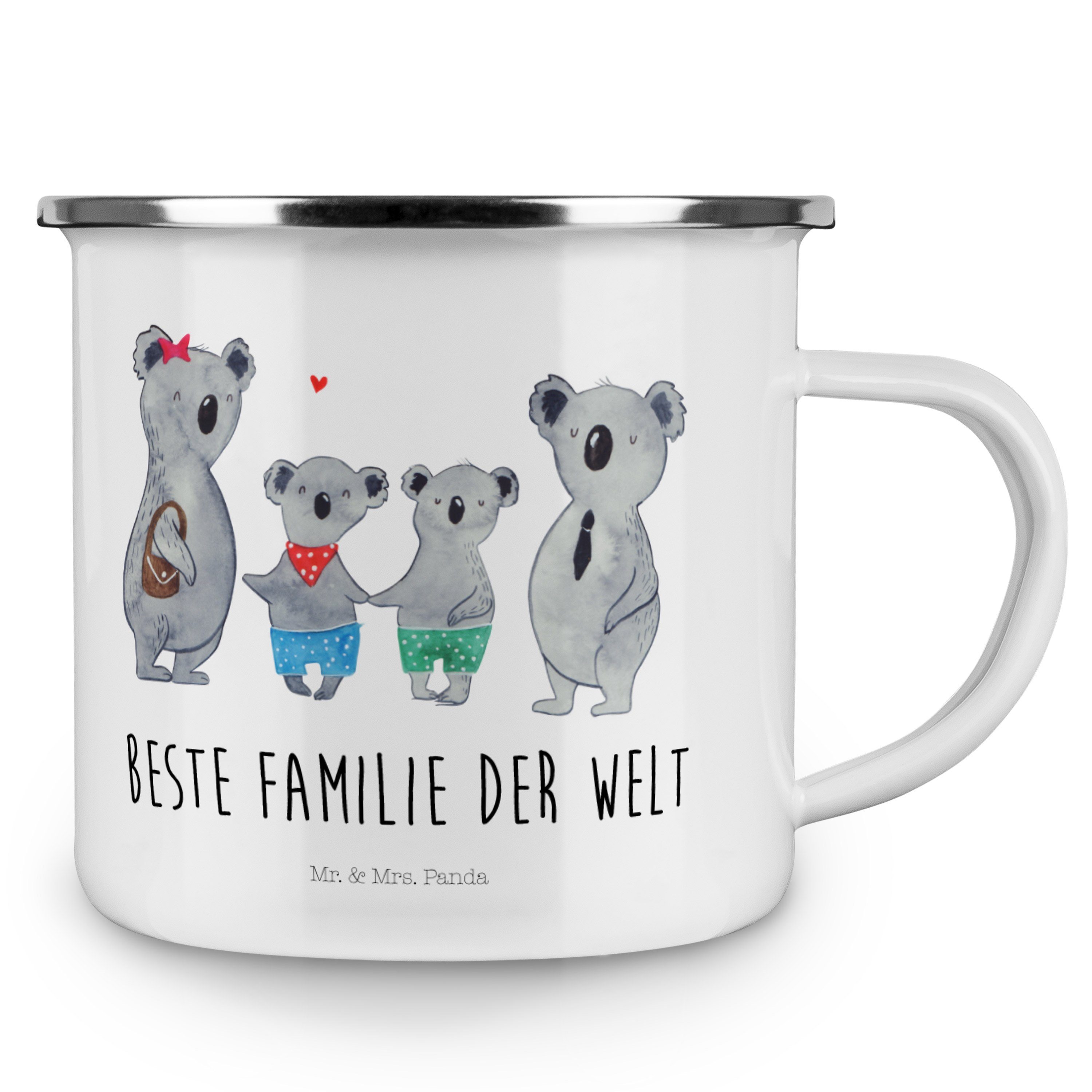 Mr. Mrs. Koalaf, & Opa, Geschenk, Becher Koala Familienleben, Emaille - Weiß Oma, zwei Panda - Familie