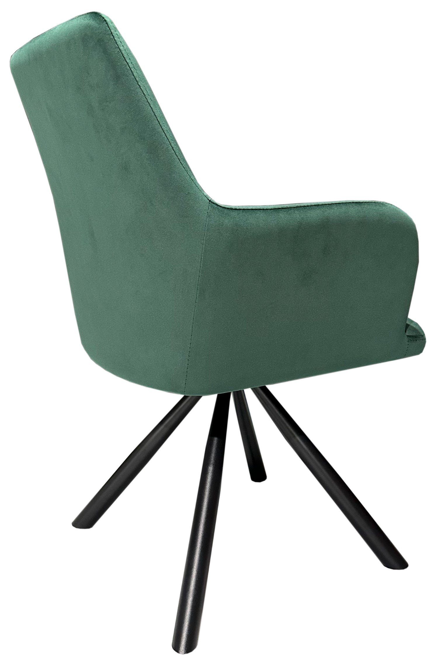 (Set, Samtbezug Metall-Gestell Sessel gepolstert - 6-St), - Armlehnen bene - Esszimmer hohe Capri living dunkelgrün Samt - - - - Rückenlehne