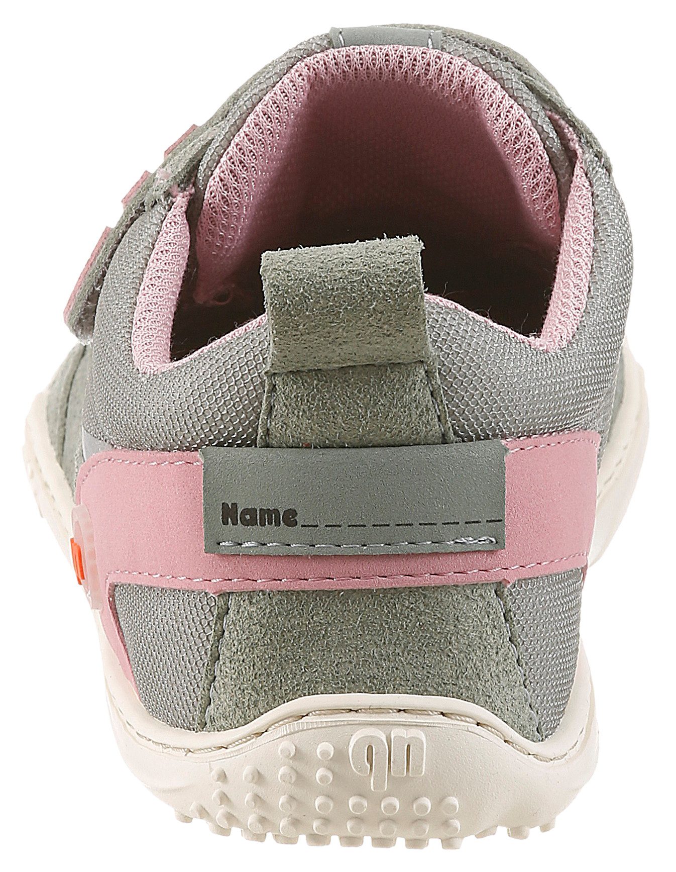 qnuffs Erle Barfußschuh Klettschuh, Halbschuh, Sneaker mit Kontrastbesätzen