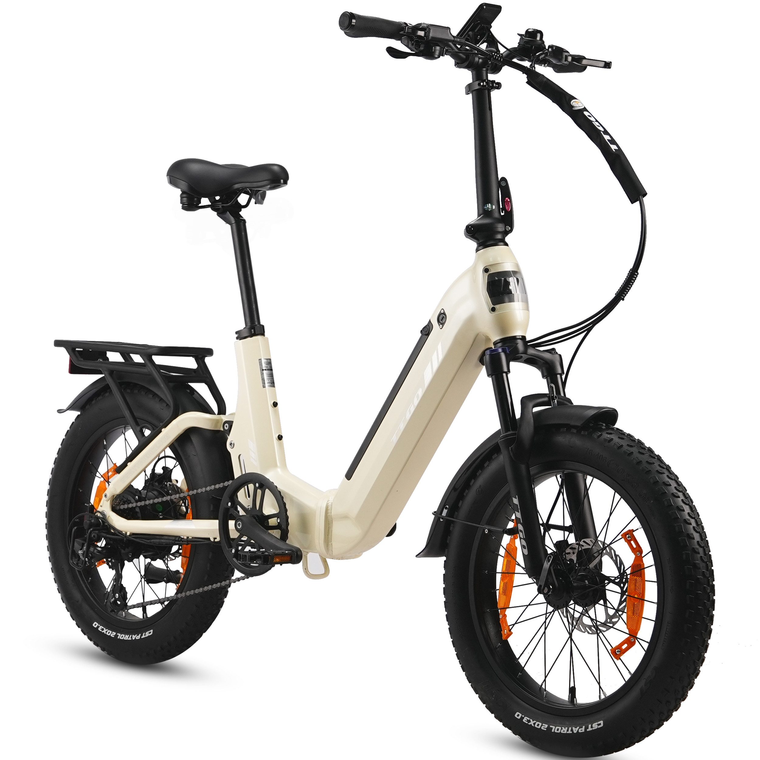 TTGO E-Bike Klapprad 20 Zoll, Fully, Vollfederung, 70Nm, 3,0'' Fatbike, Lockout-Federgabel, 7 Gang SHIMANO, Kettenschaltung, Heckmotor, 720 Wh, 120km, Drehmomentsensor, max.150kg, Elektrofahrrad für Damen Herren