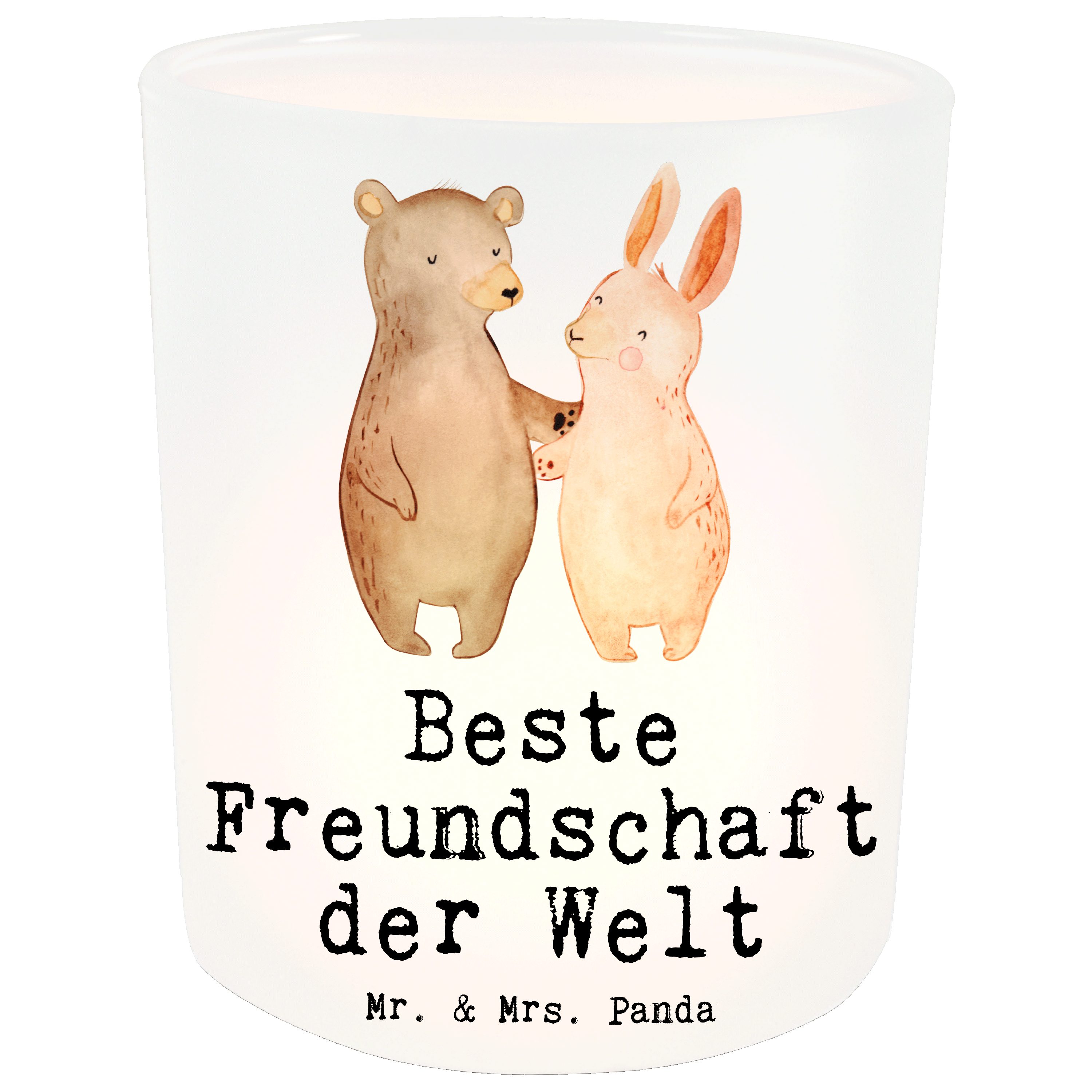 Mr. & Mrs. Panda Windlicht Hase Beste Freundschaft der Welt - Transparent - Geschenk, bff, Windl (1 St)