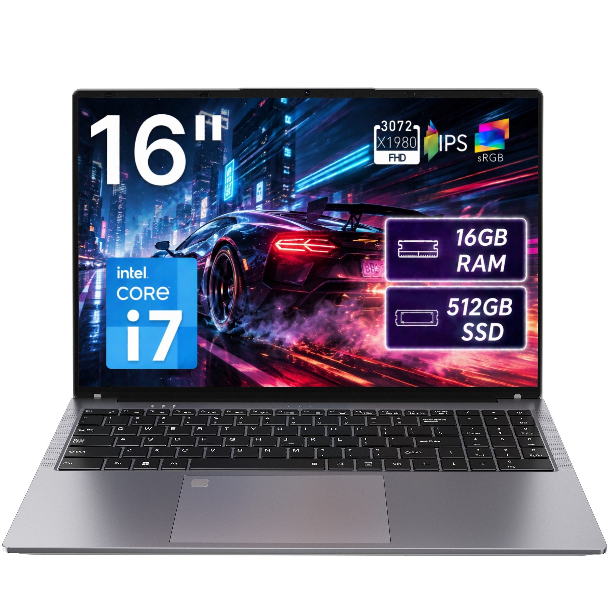 MENGHU Intel Core i7 Laptop 16 Zoll 3K-Display 16GB RAM 512GB SSD Notebook (Intel Core i7, 16 GB, 512 GB SSD, 4-core CPU)