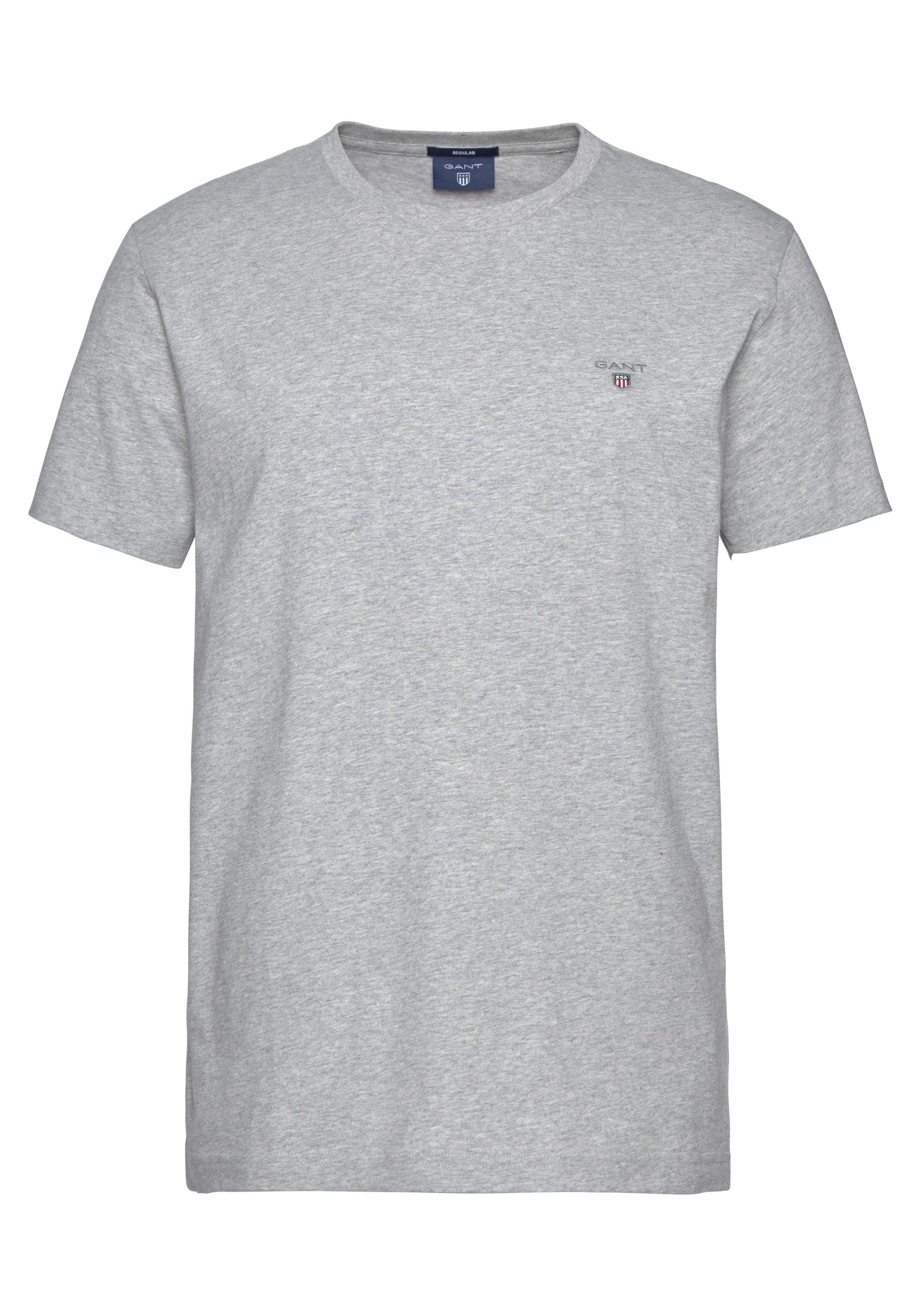 kleiner melange T-SHIRT mit Gant Kontrast-Logostickerei light SS ORIGINAL grey T-Shirt