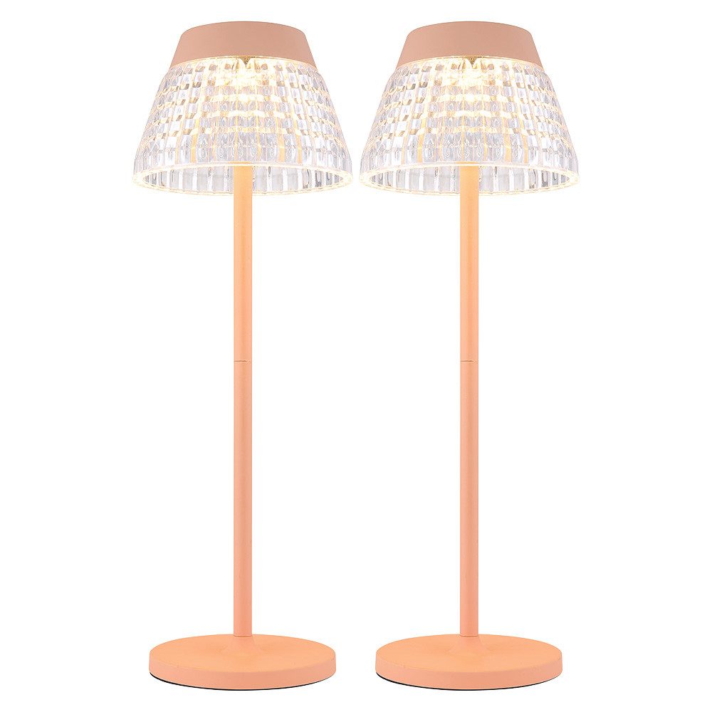 GLOBO LIGHTING LED Tischleuchte, LED-Leuchtmittel fest verbaut, Warmweiß, Tischleuchte Beistellleuchte Touchdimmer LED pfirsichfarben Akku 2x