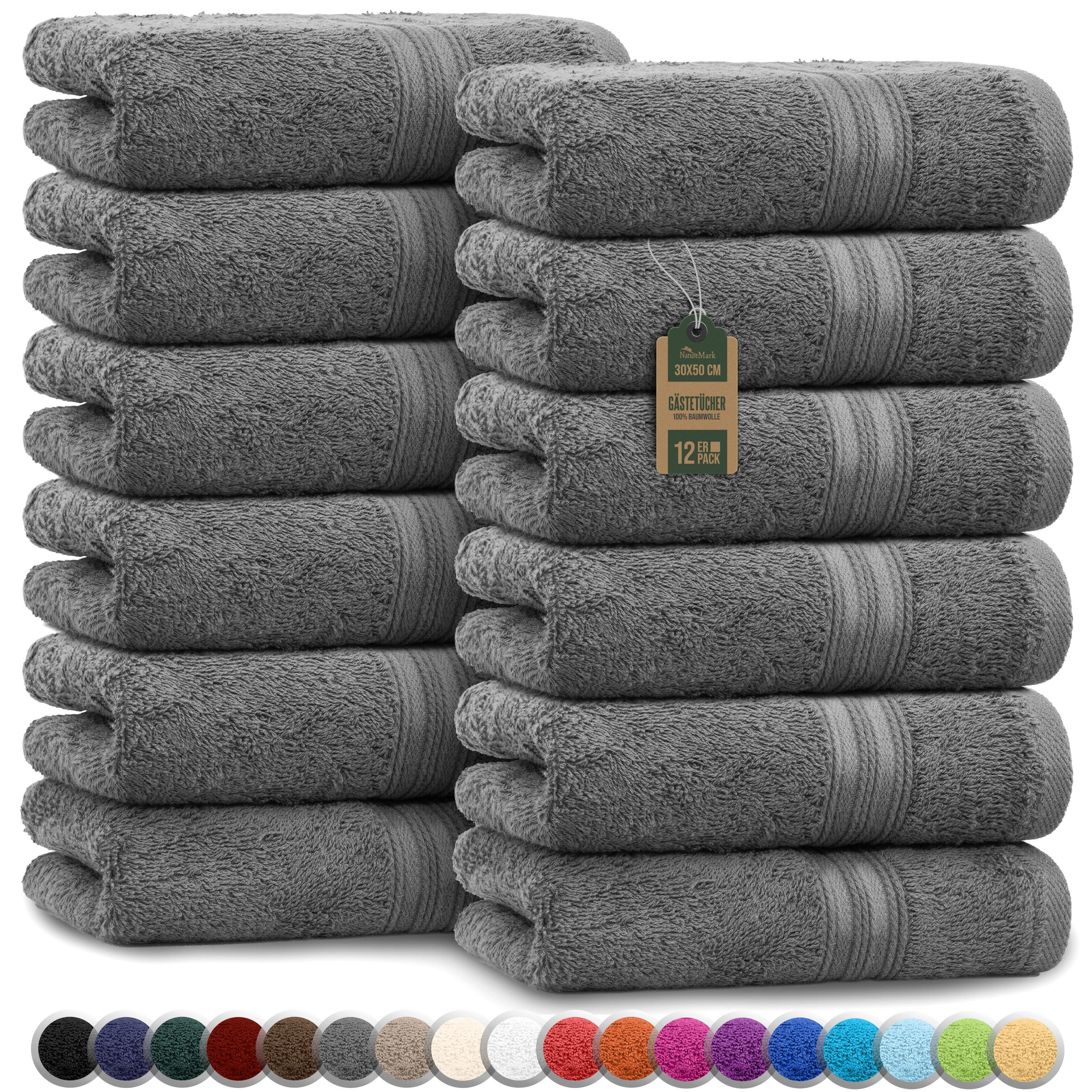NatureMark Gästehandtuch Gästetuch 500gsm, 100% Baumwolle (12-St), Gästehan günstig online kaufen