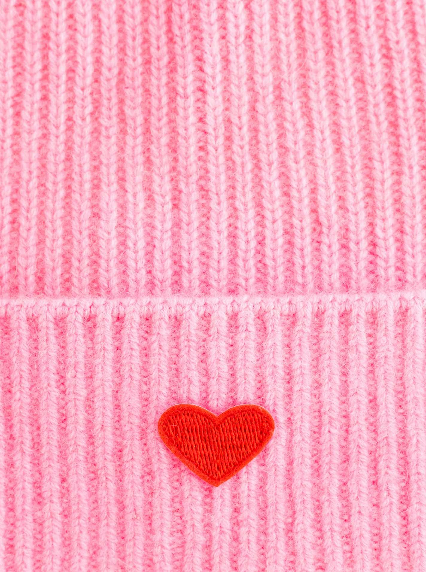 Zwillingsherz Beanie Beanie with Heart-Patch Rippstrick, mit breitem Umschlag, wärmend