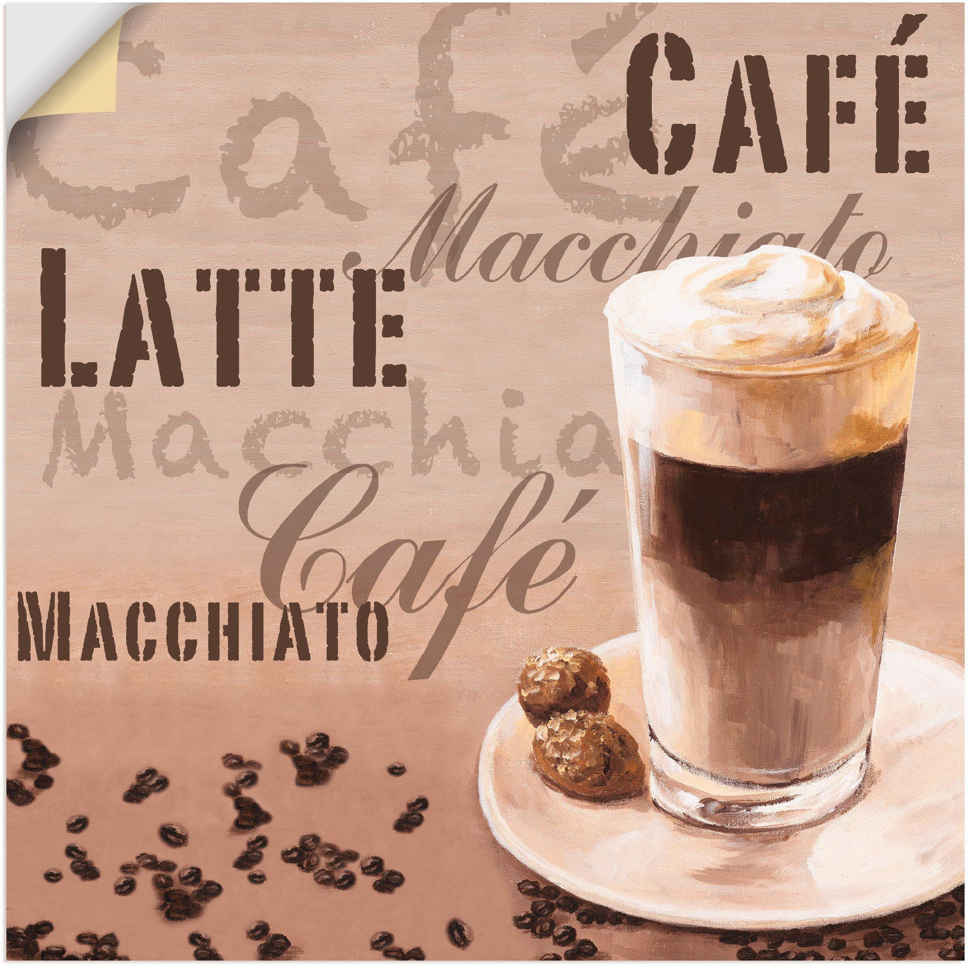Wandaufkleber Größen Leinwandbild, Kaffee Macchiato, (1 oder Getränke Poster versch. in - Latte Artland St), Wandbild als Alubild,