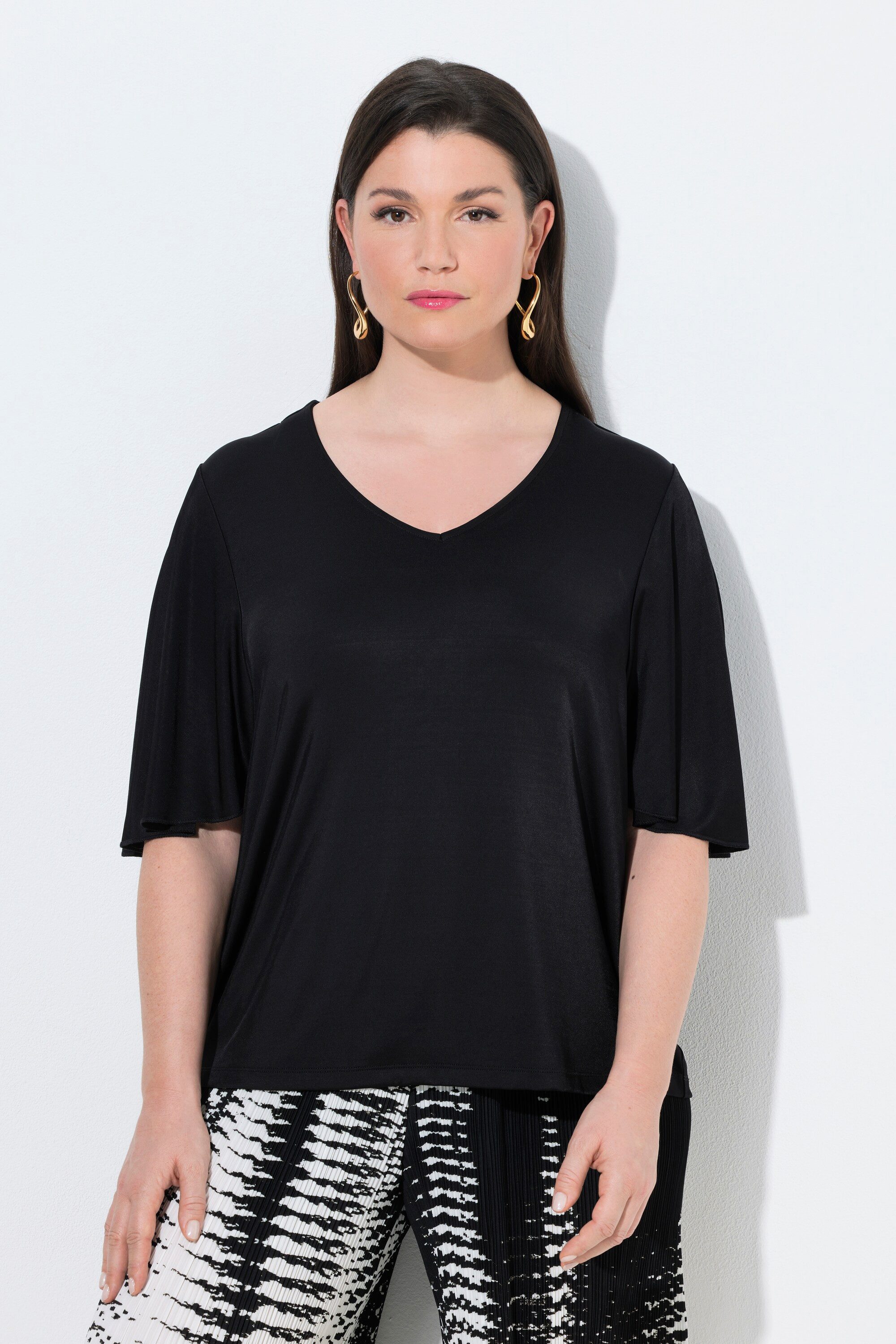 T-Shirt Slinky-Shirt Oversized V-Ausschnitt