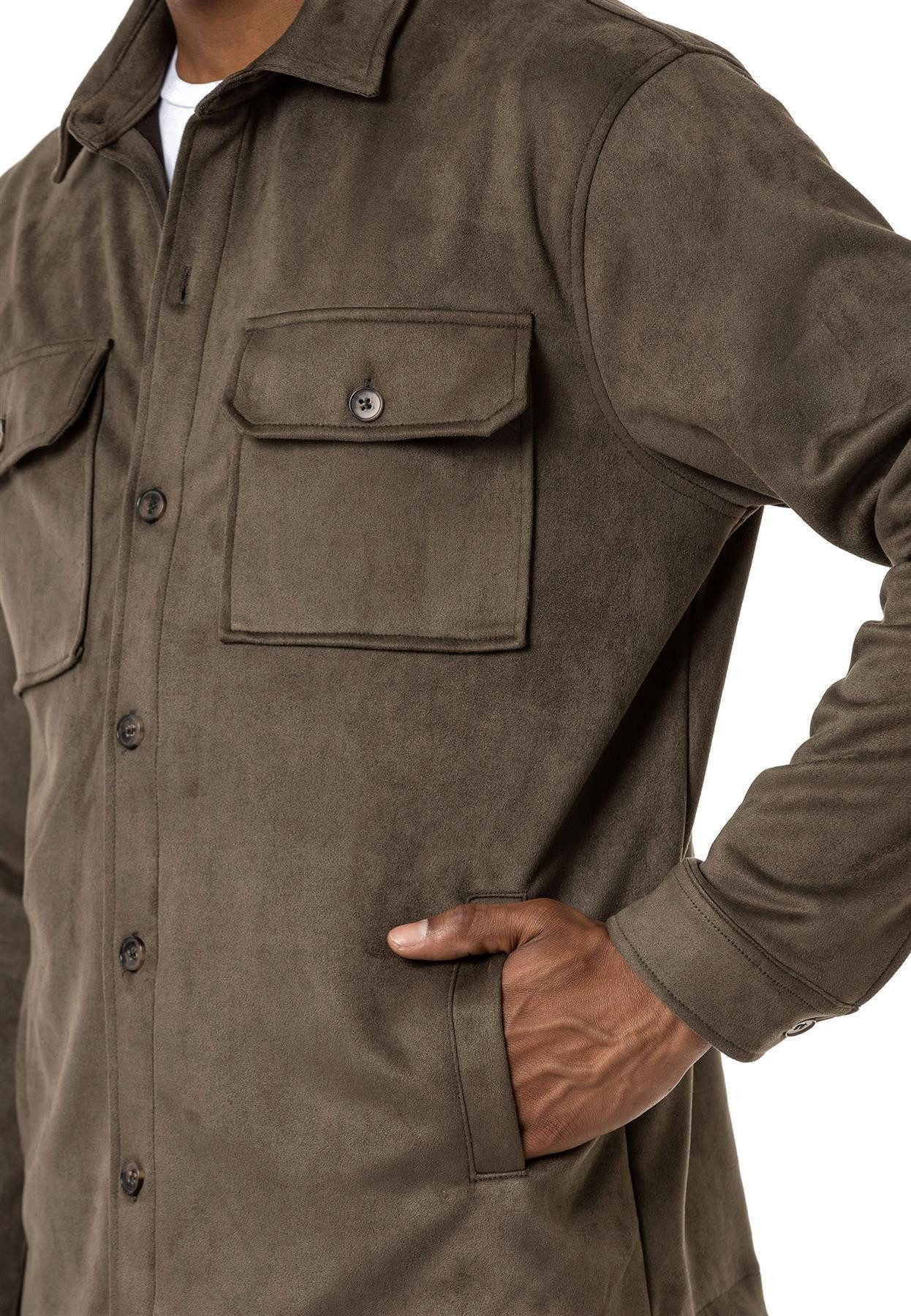 RedBridge Hemdjacke Wildleder-Look mit Brusttaschen Pflegeleicht