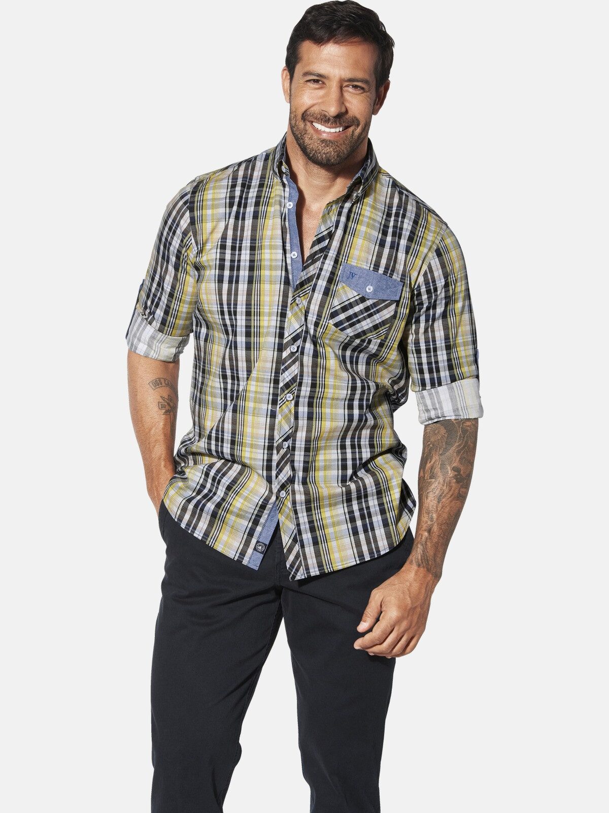 Jan Vanderstorm Langarmhemd PERBEN im Karo-Design günstig online kaufen