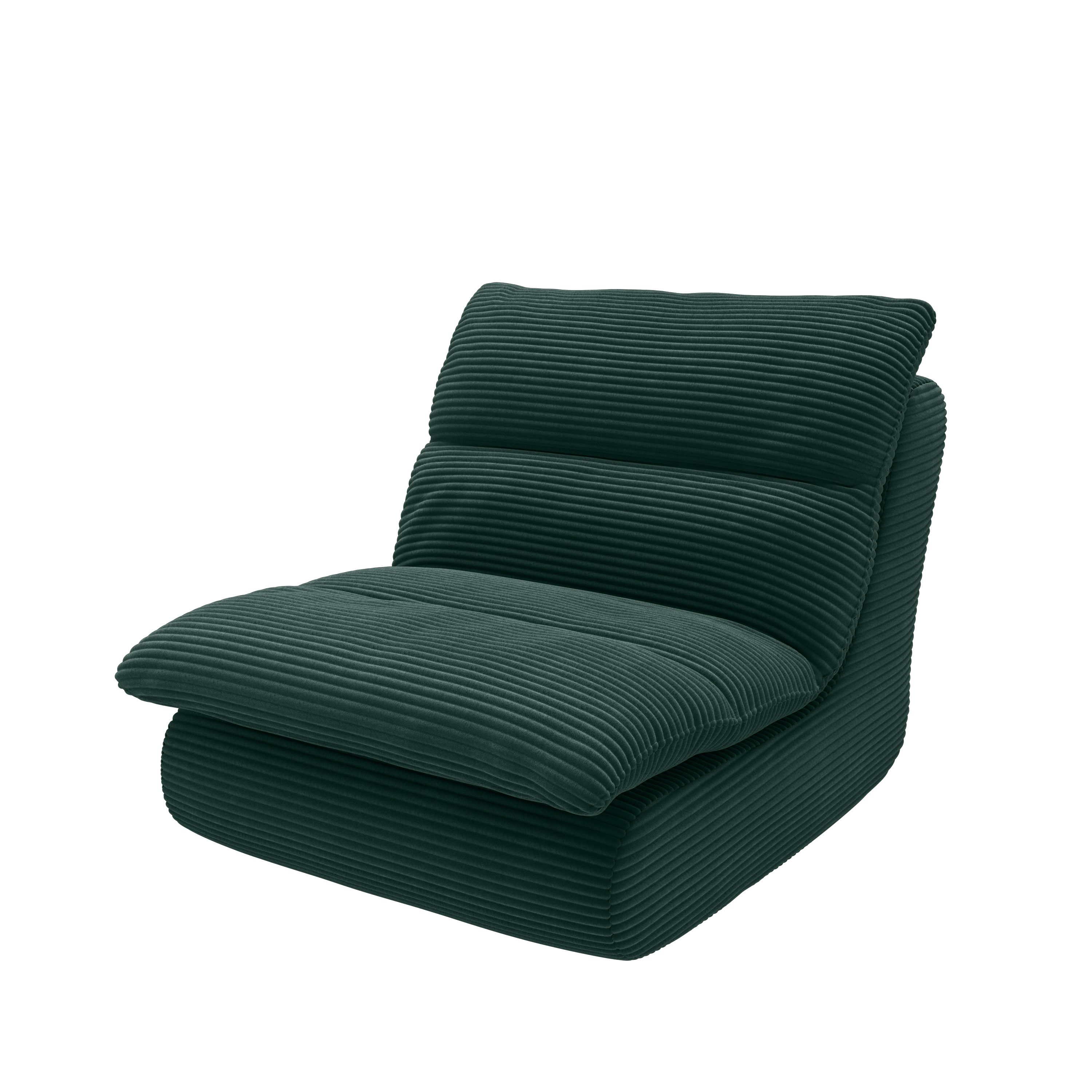 skølm Relaxsessel Sváfa aus Cord, dick gepolsterter Vollschaumessel 11,5 cm (Cord, Dunkelgrün), vakuumiert – ohne Aufbau 